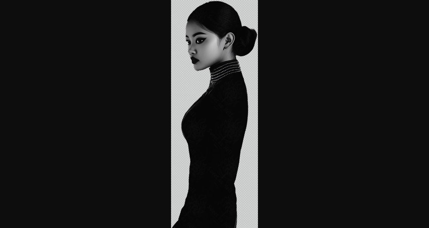 Black And White Fashion Photo of a Woman In Black With A Transparent Background 002 SN2751 - Sweet As Hell Designs