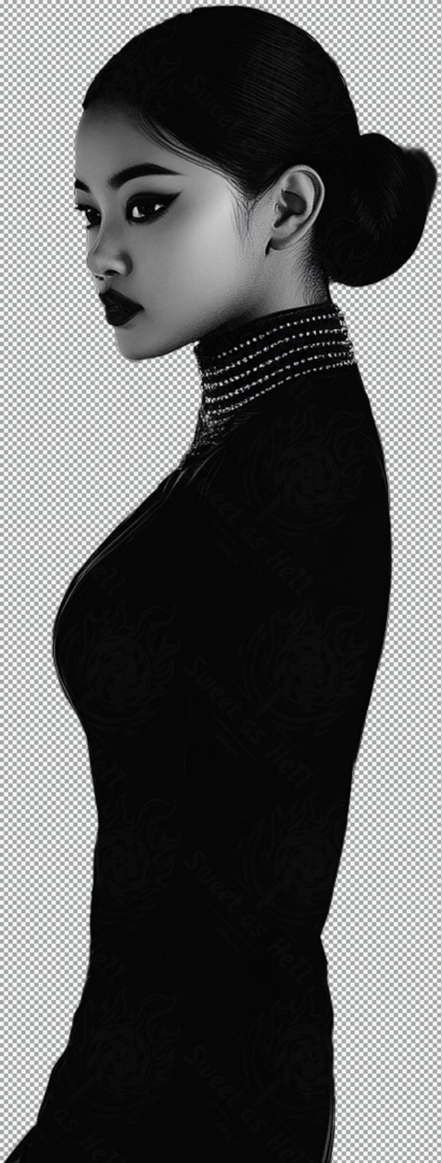 Black And White Fashion Photo of a Woman In Black With A Transparent Background 002 SN2751 - Sweet As Hell Designs