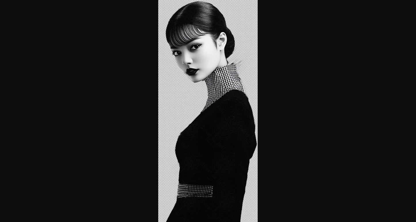 Black And White Fashion Photo of a Woman In Black With A Transparent Background 003 SN2753 - Sweet As Hell Designs