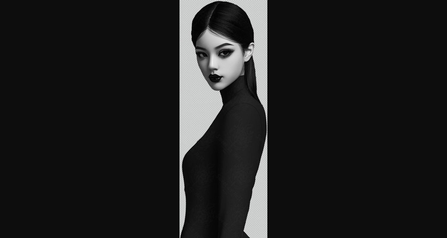Black And White Fashion Photo of a Woman In Black With A Transparent Background 005 SN2756 - Sweet As Hell Designs