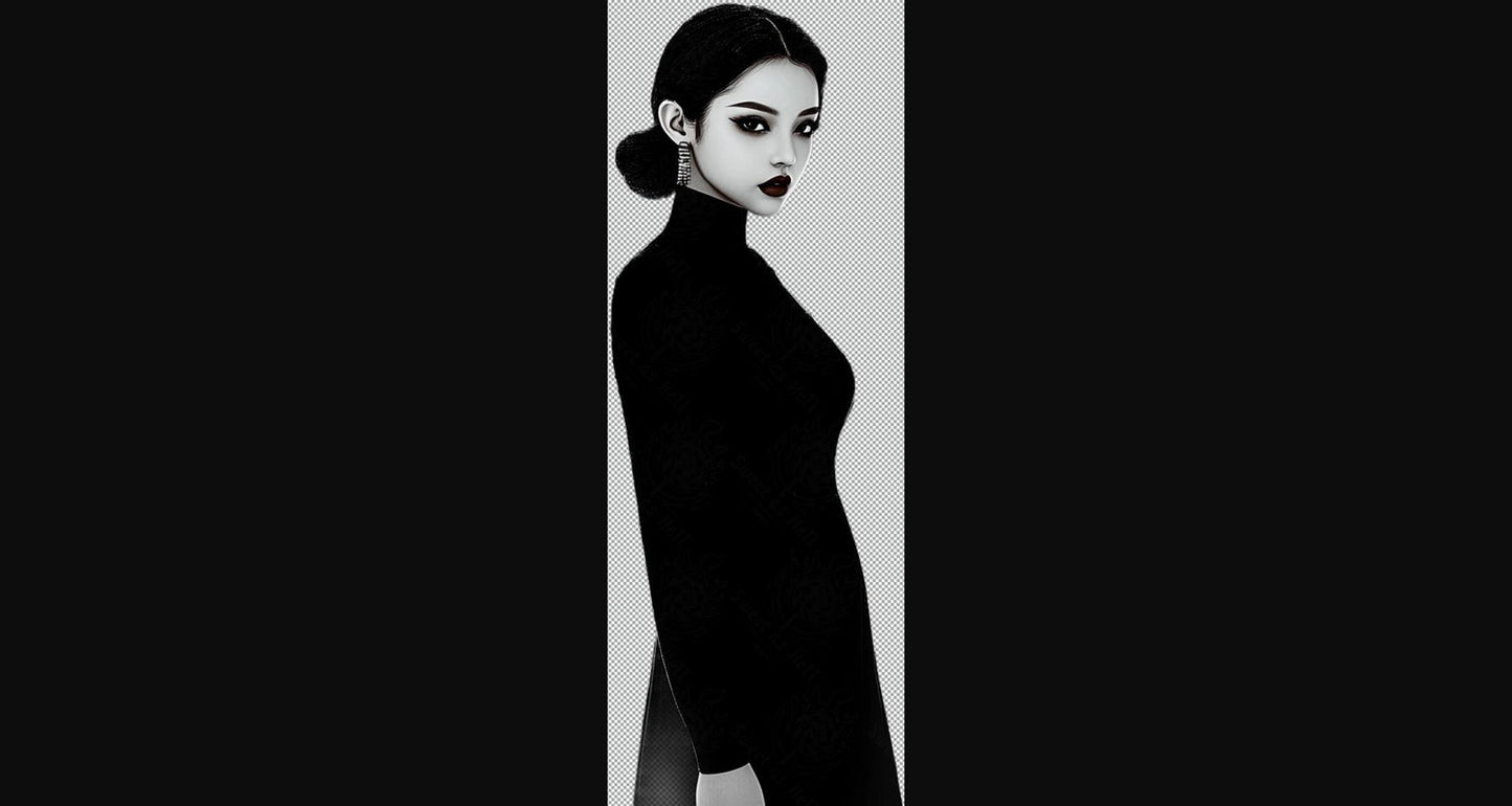 Black And White Fashion Photo of a Woman In Black With A Transparent Background 006 SN2757 - Sweet As Hell Designs