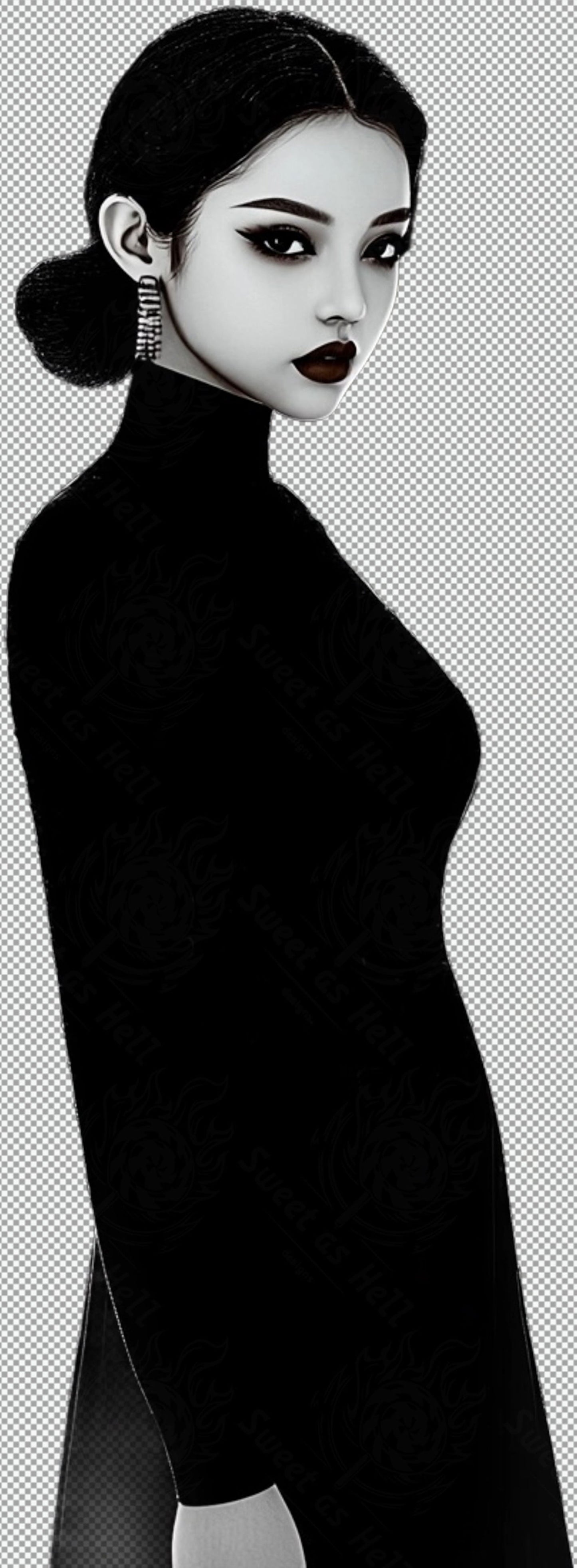 Black And White Fashion Photo of a Woman In Black With A Transparent Background 006 SN2757 - Sweet As Hell Designs