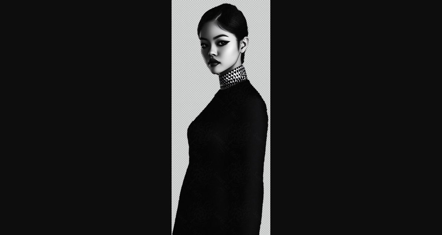 Black And White Fashion Photo of a Woman In Black With A Transparent Background 007 SN2758 - Sweet As Hell Designs