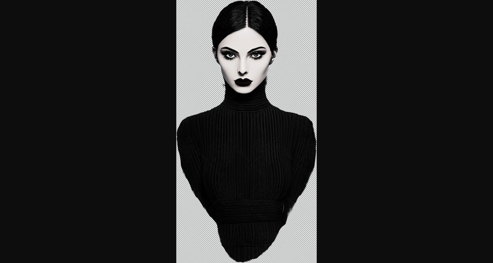 Black And White Fashion Photo of a Woman In Black With A Transparent Background 009 SN2763 - Sweet As Hell Designs