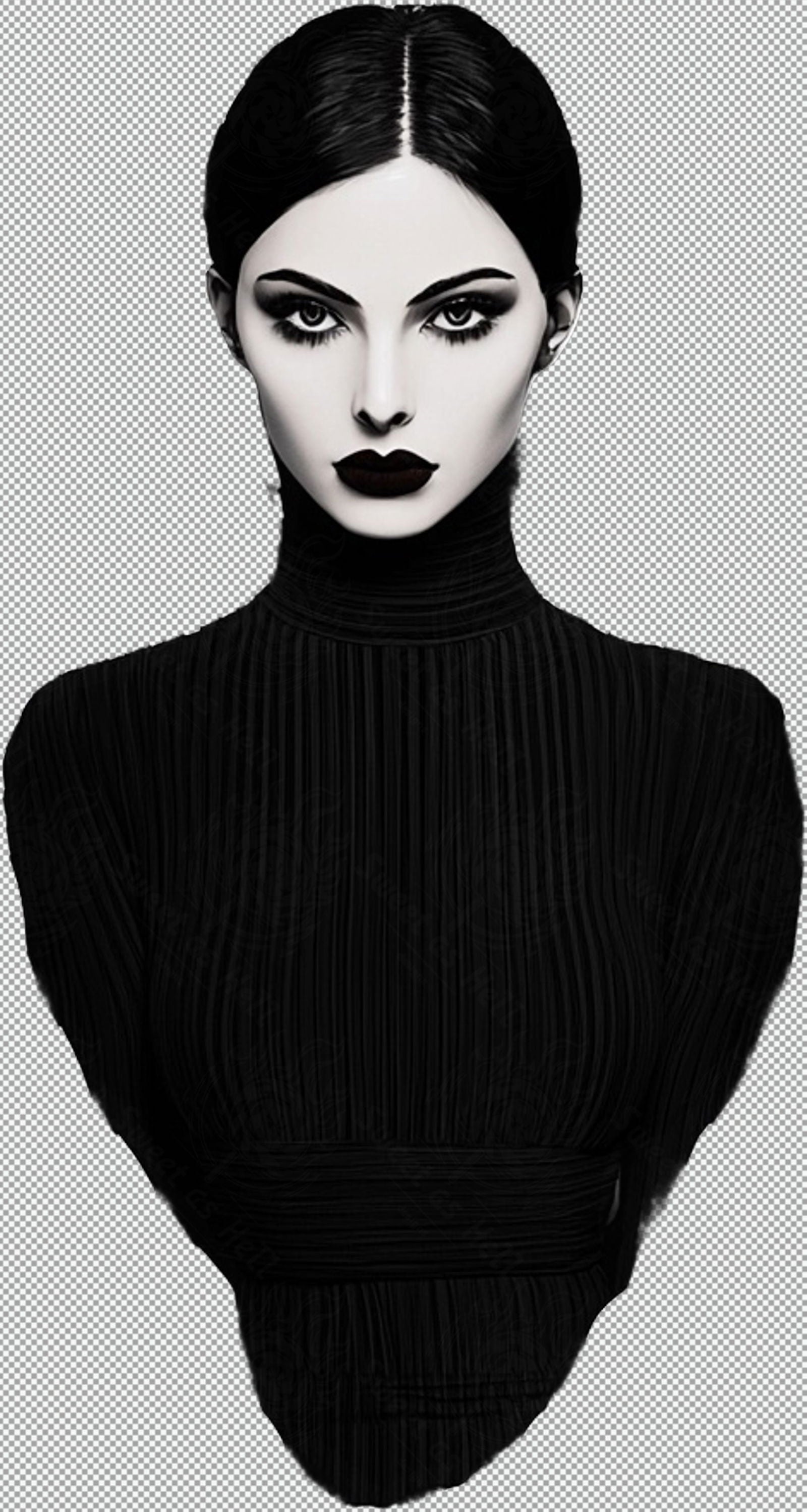 Black And White Fashion Photo of a Woman In Black With A Transparent Background 009 SN2763 - Sweet As Hell Designs