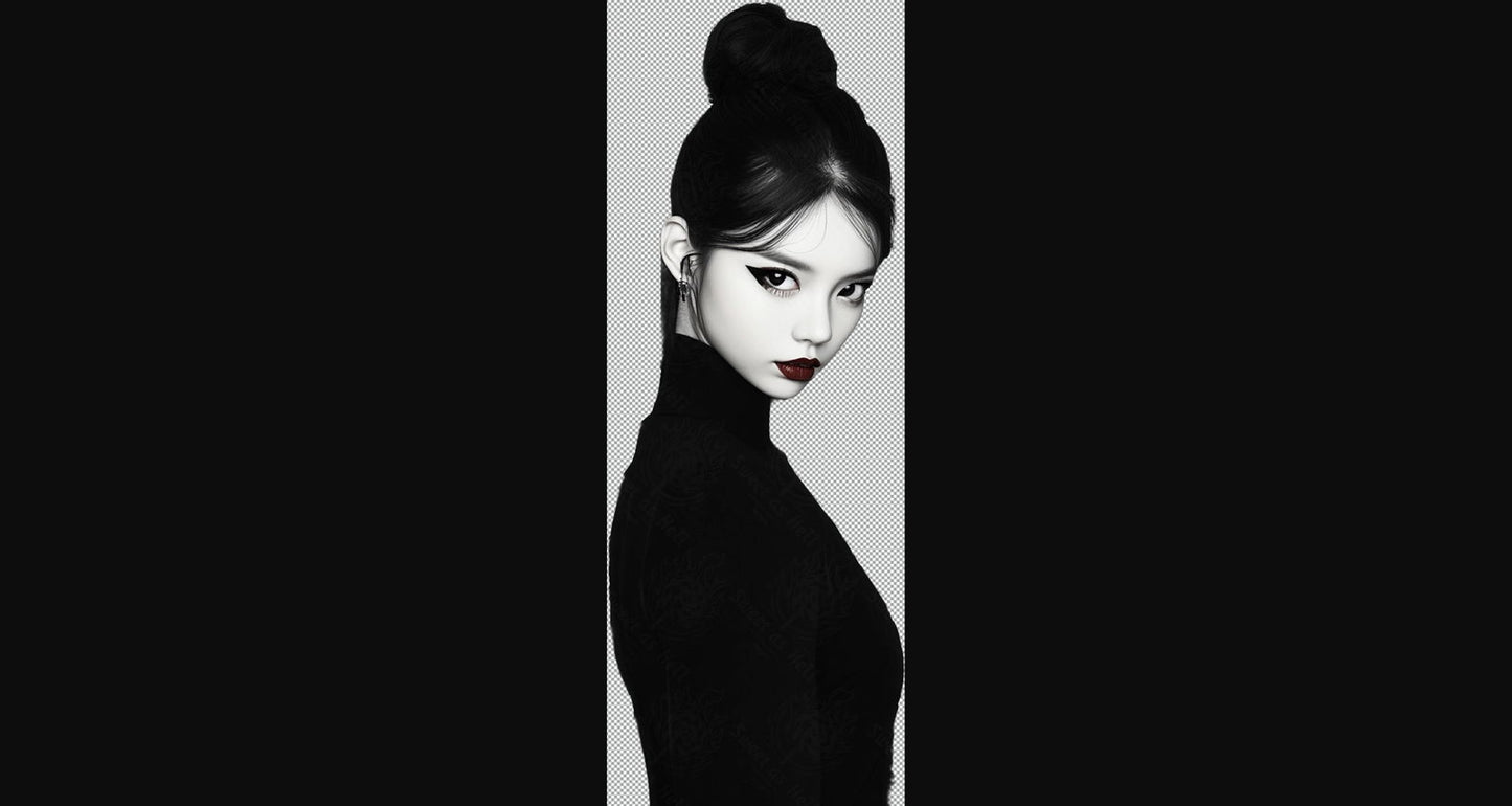 Black And White Fashion Photo of a Woman In Black With A Transparent Background 011 SN2767 - Sweet As Hell Designs