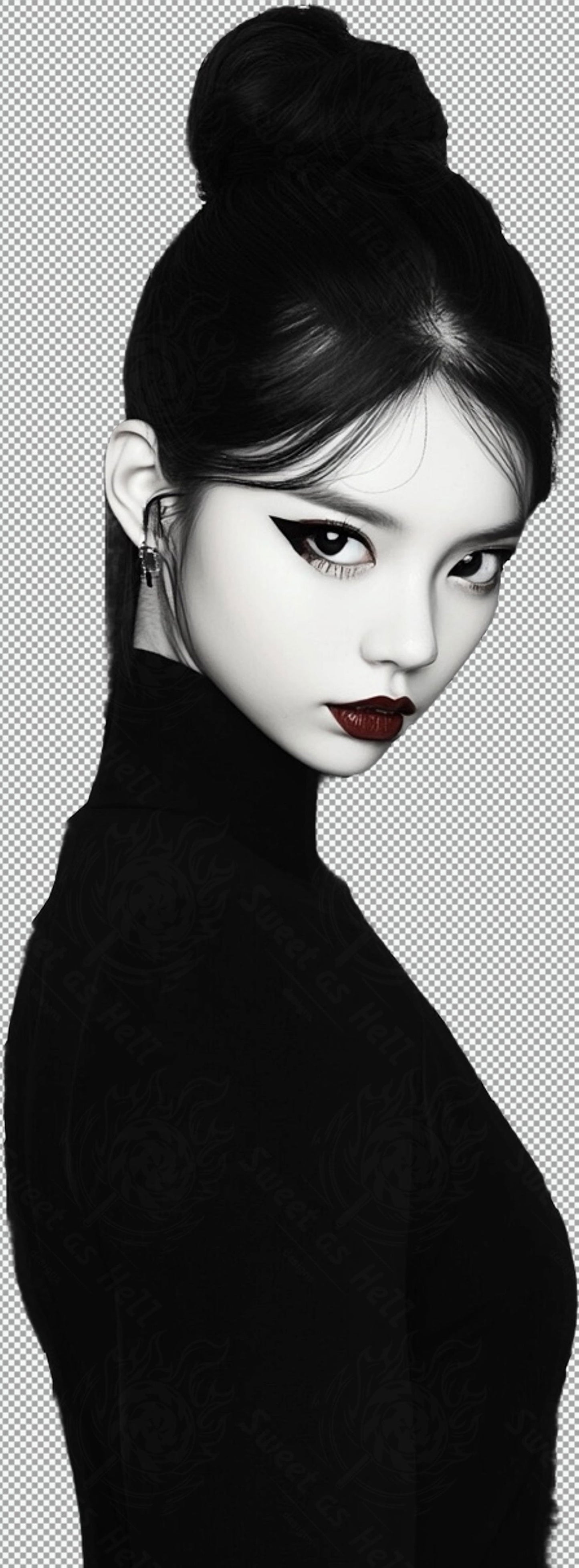 Black And White Fashion Photo of a Woman In Black With A Transparent Background 011 SN2767 - Sweet As Hell Designs