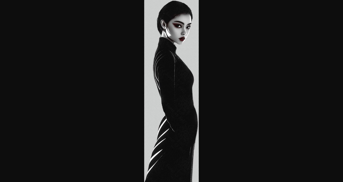 Black And White Fashion Photo of a Woman In Black With A Transparent Background 012 SN2768 - Sweet As Hell Designs