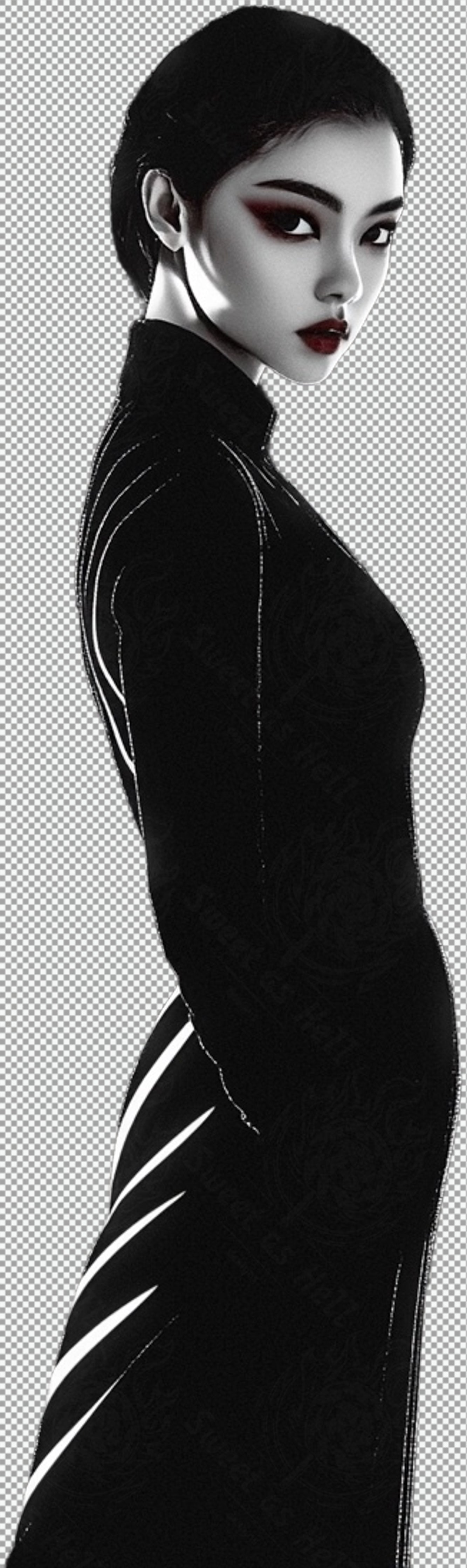 Black And White Fashion Photo of a Woman In Black With A Transparent Background 012 SN2768 - Sweet As Hell Designs