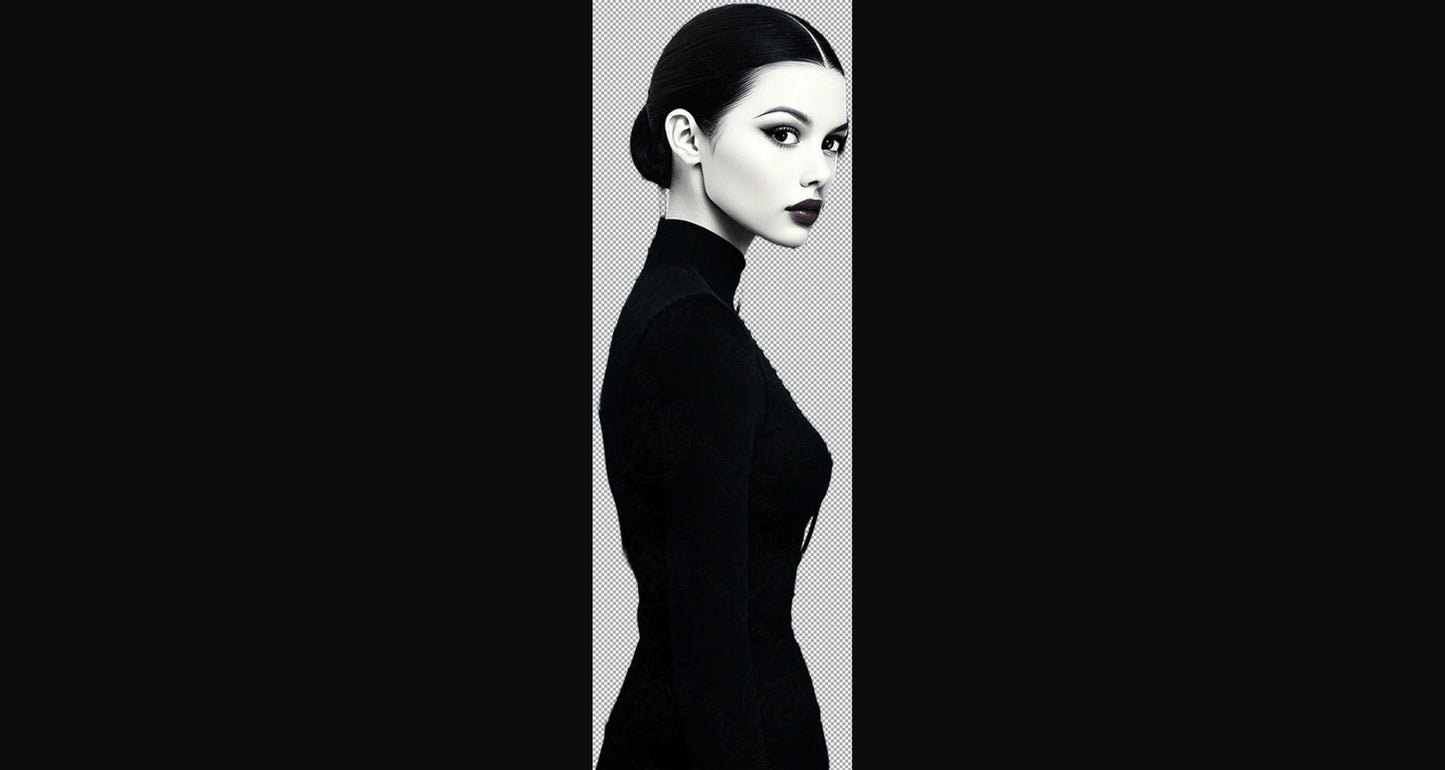 Black And White Fashion Photo of a Woman In Black With A Transparent Background 013 SN2770 - Sweet As Hell Designs