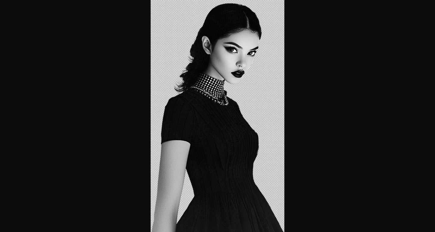 Black And White Fashion Photo of a Woman In Black With A Transparent Background 014 SN2771 - Sweet As Hell Designs