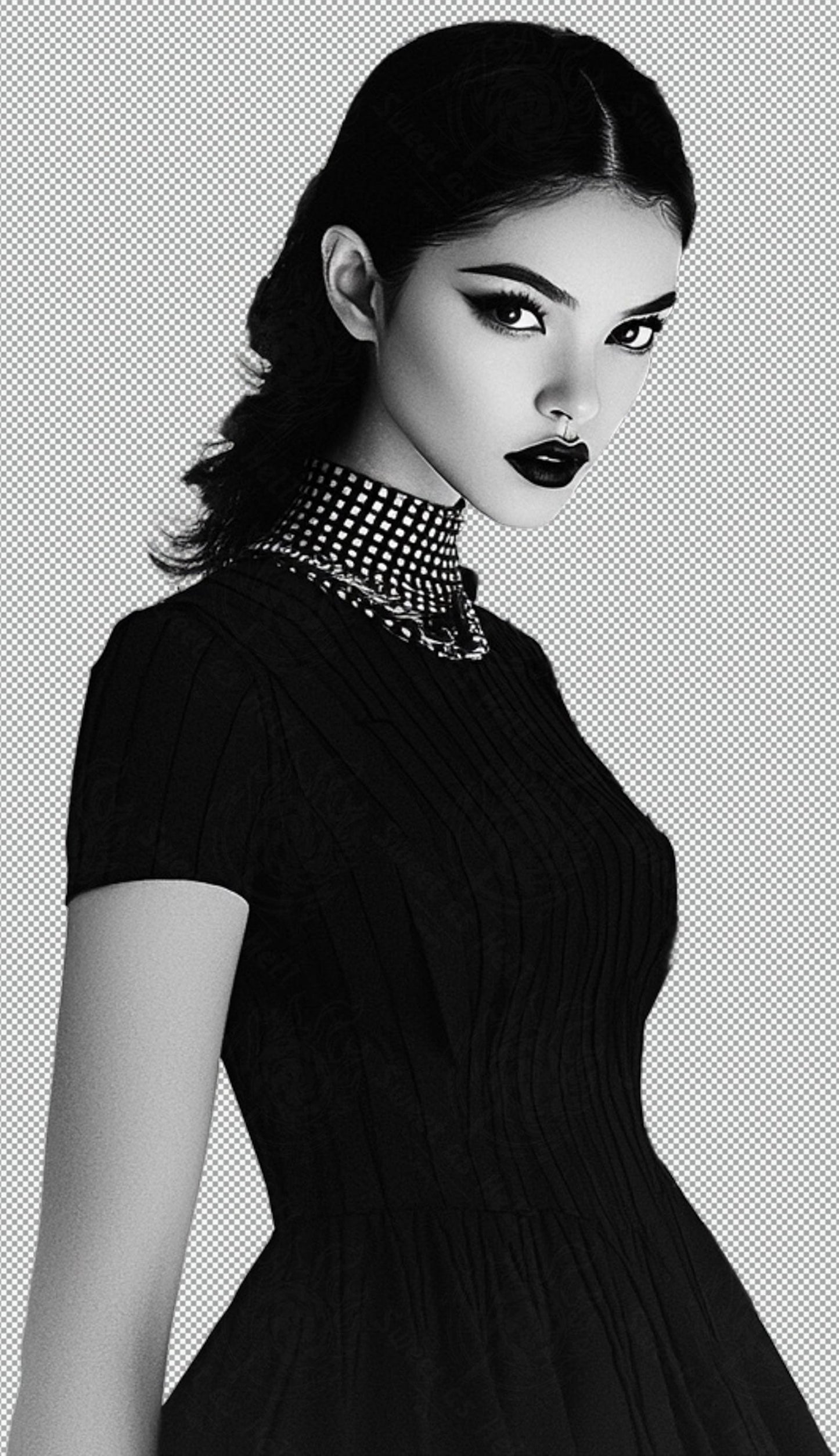 Black And White Fashion Photo of a Woman In Black With A Transparent Background 014 SN2771 - Sweet As Hell Designs