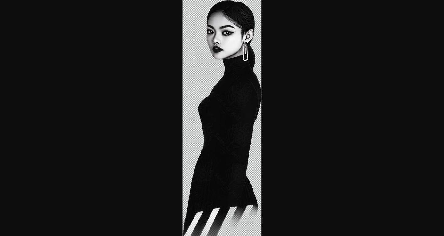 Black And White Fashion Photo of a Woman In Black With A Transparent Background 015 SN2772 - Sweet As Hell Designs