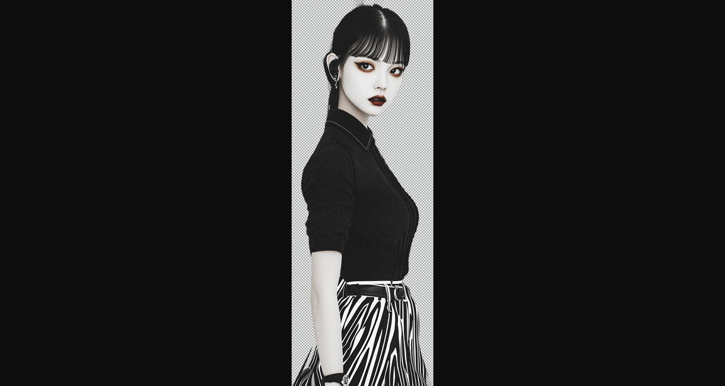 Black And White Fashion Photo of a Woman In Black With A Transparent Background 017 SN2775 - Sweet As Hell Designs