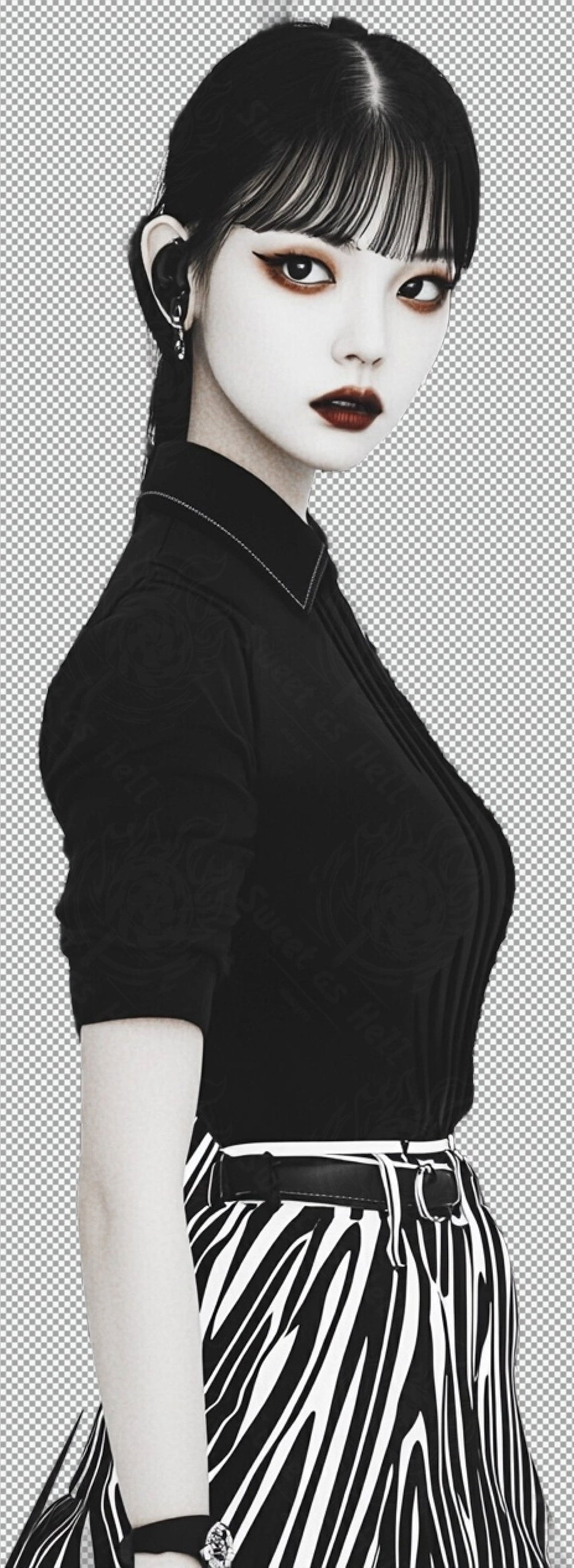Black And White Fashion Photo of a Woman In Black With A Transparent Background 017 SN2775 - Sweet As Hell Designs