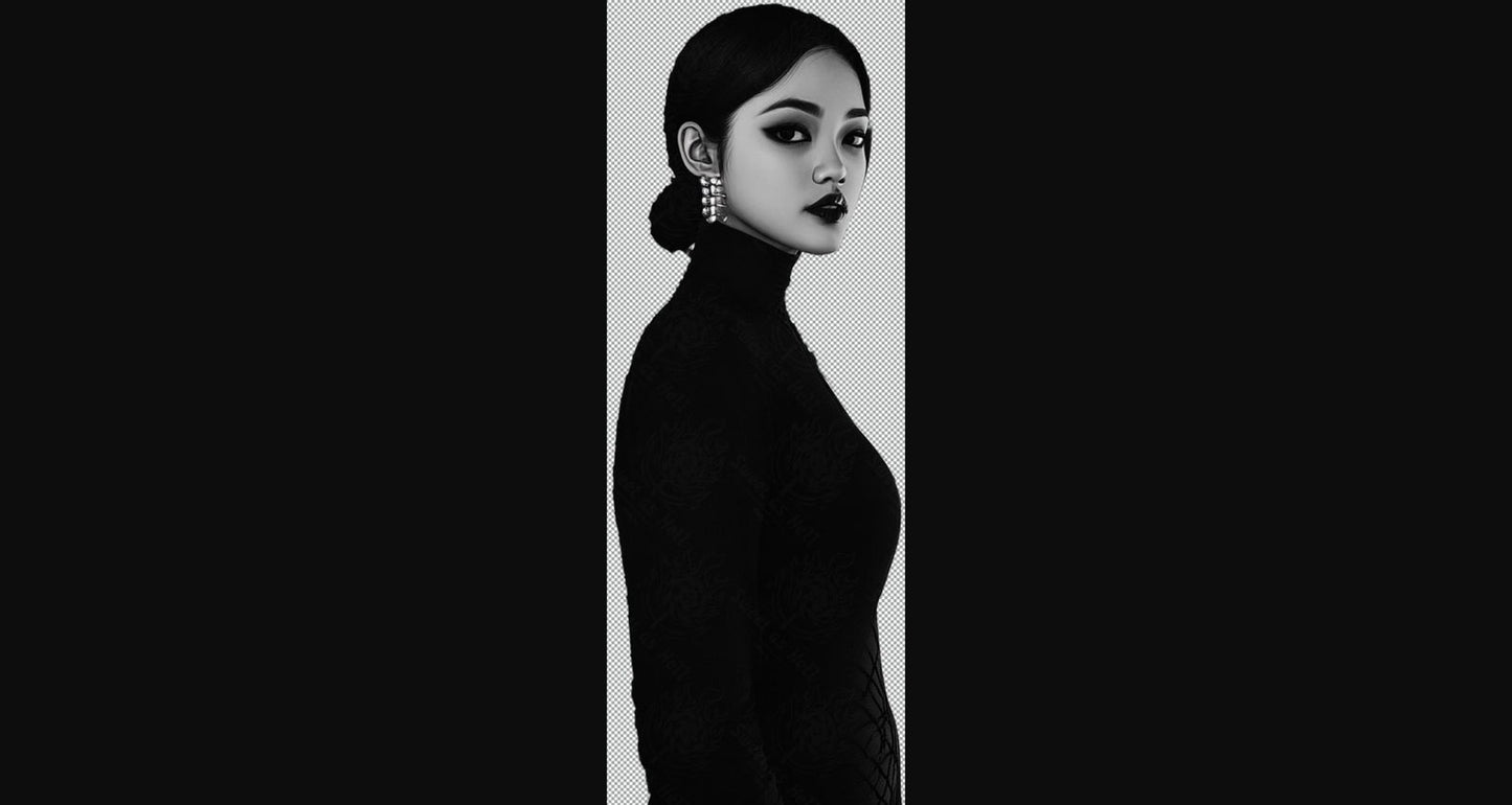 Black And White Fashion Photo of a Woman In Black With A Transparent Background 018 SN2776 - Sweet As Hell Designs