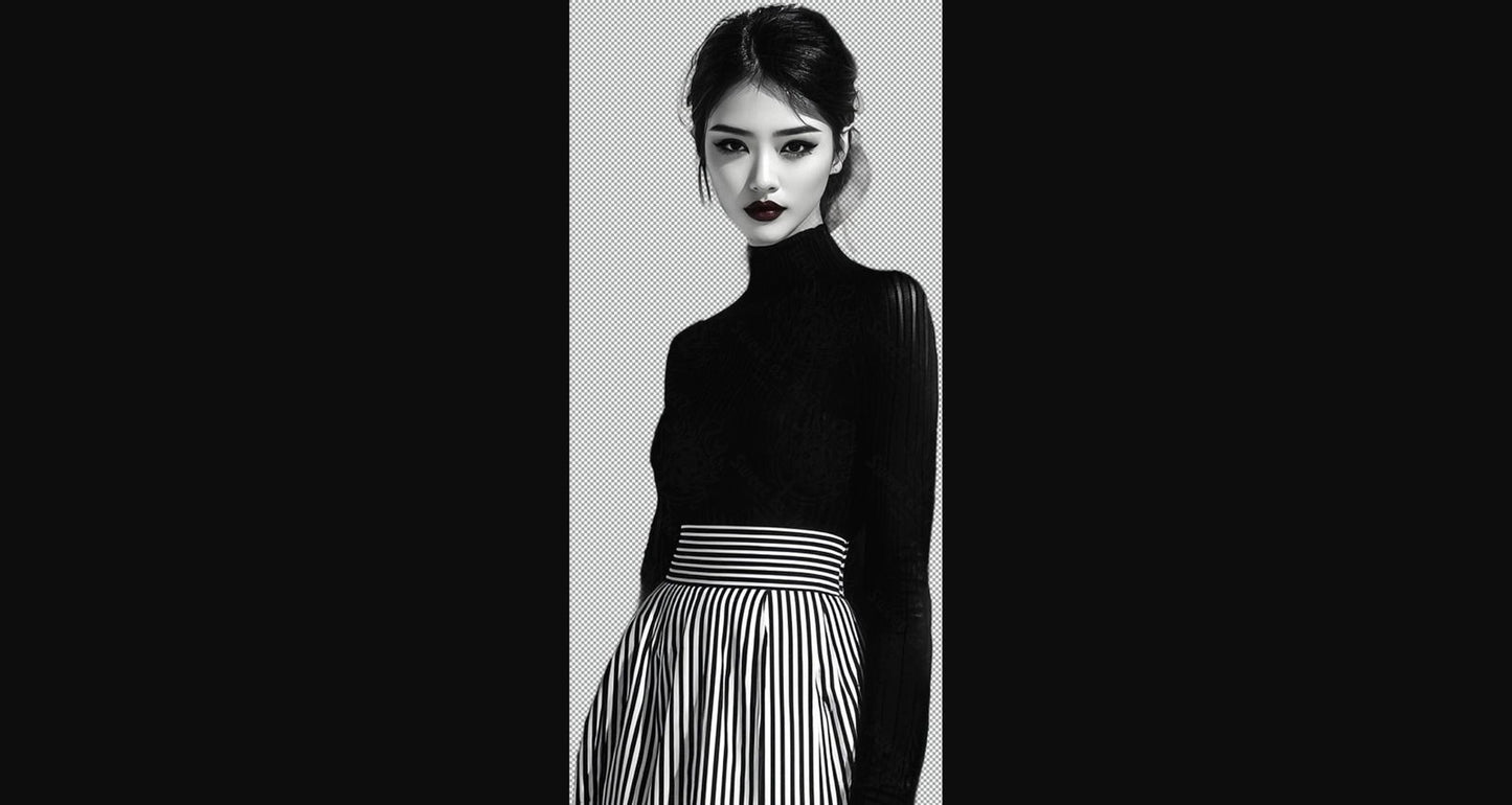 Black And White Fashion Photo of a Woman In Black With A Transparent Background 019 SN2777 - Sweet As Hell Designs