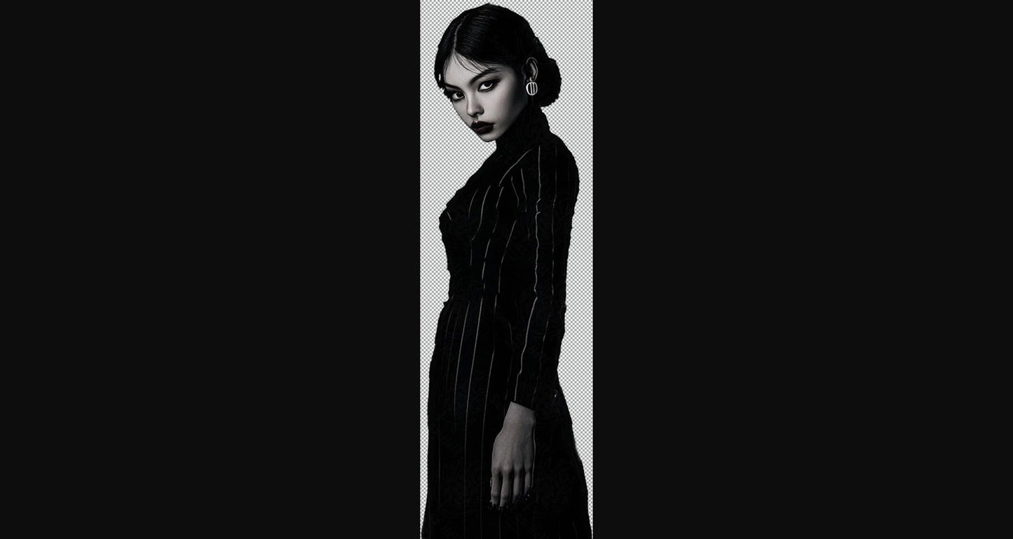 Black And White Fashion Photo of a Woman In Black With A Transparent Background 020 SN2779 - Sweet As Hell Designs