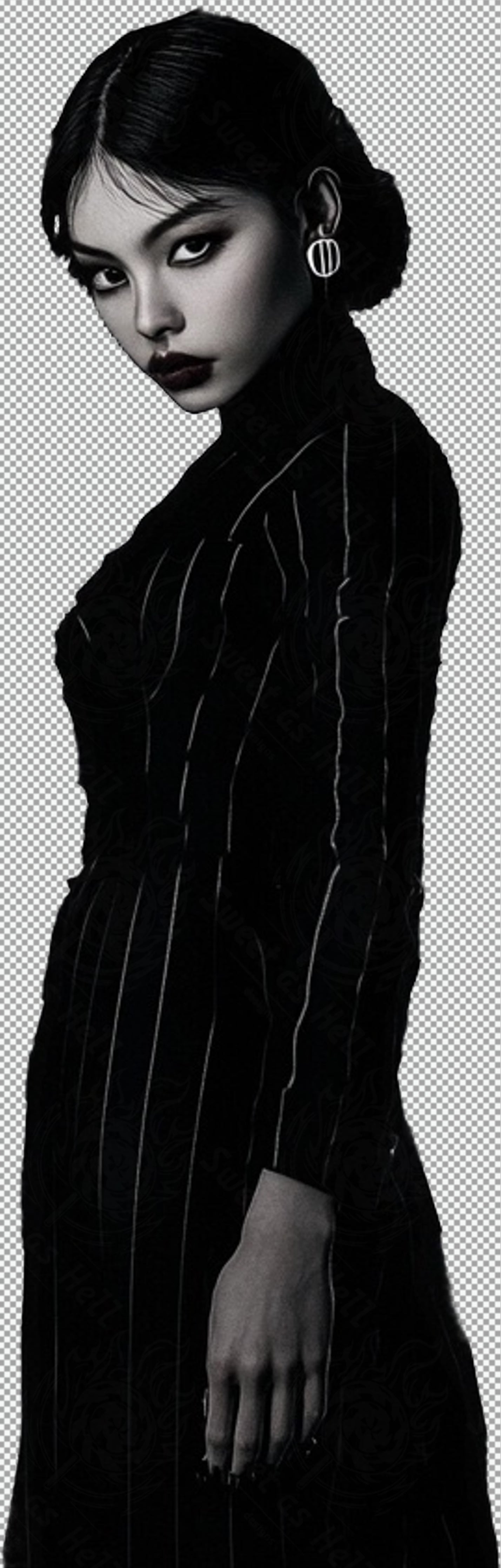 Black And White Fashion Photo of a Woman In Black With A Transparent Background 020 SN2779 - Sweet As Hell Designs