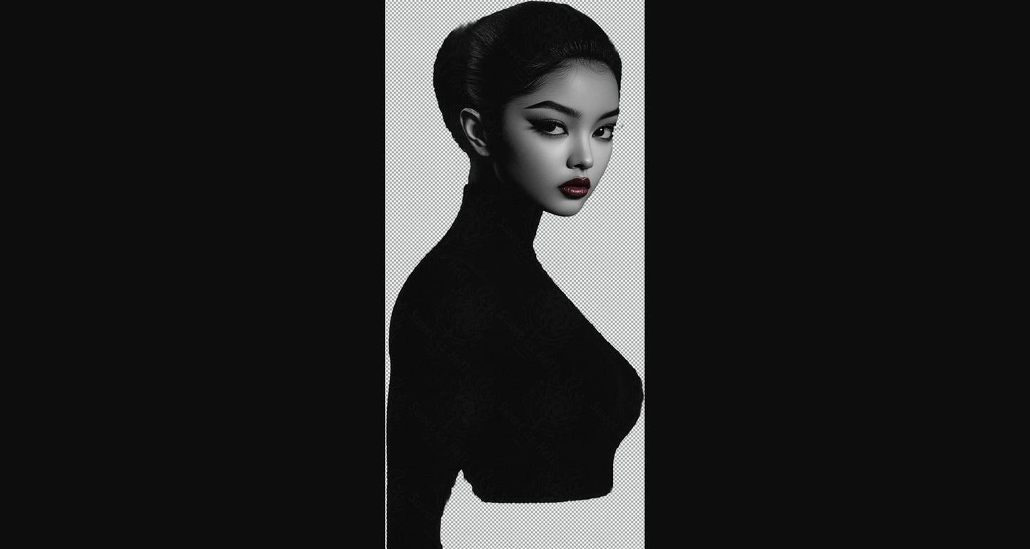 Black And White Fashion Photo of a Woman In Black With A Transparent Background 021 SN2781 - Sweet As Hell Designs