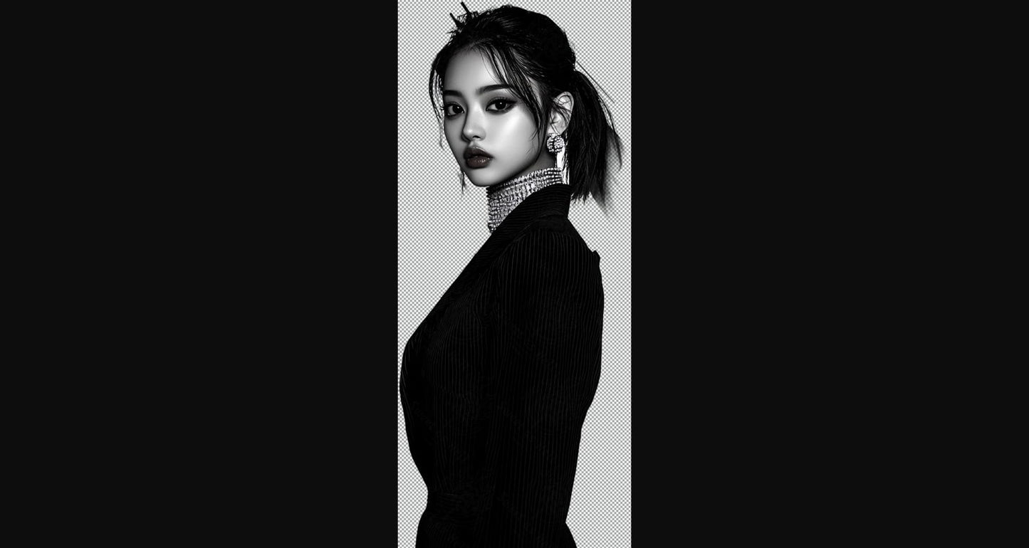 Black And White Fashion Photo of a Woman In Black With A Transparent Background 022 SN2783 - Sweet As Hell Designs