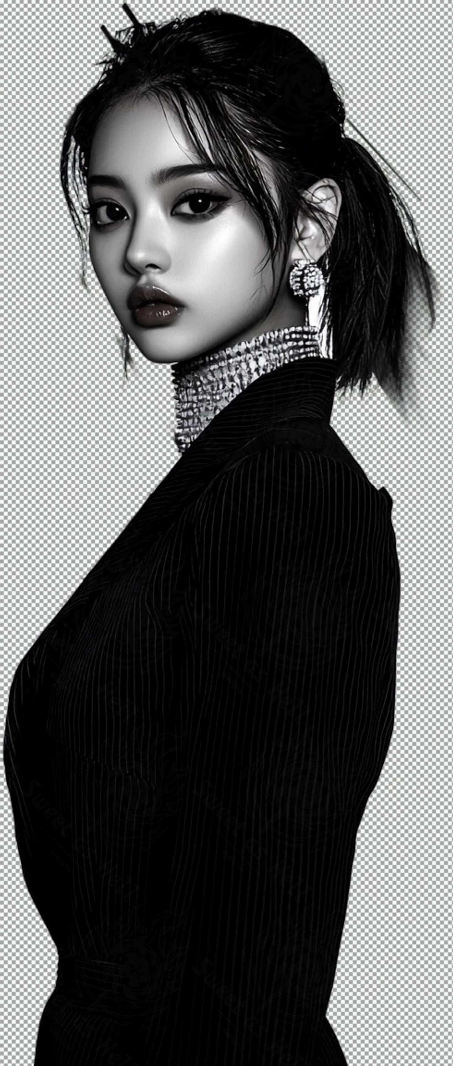 Black And White Fashion Photo of a Woman In Black With A Transparent Background 022 SN2783 - Sweet As Hell Designs