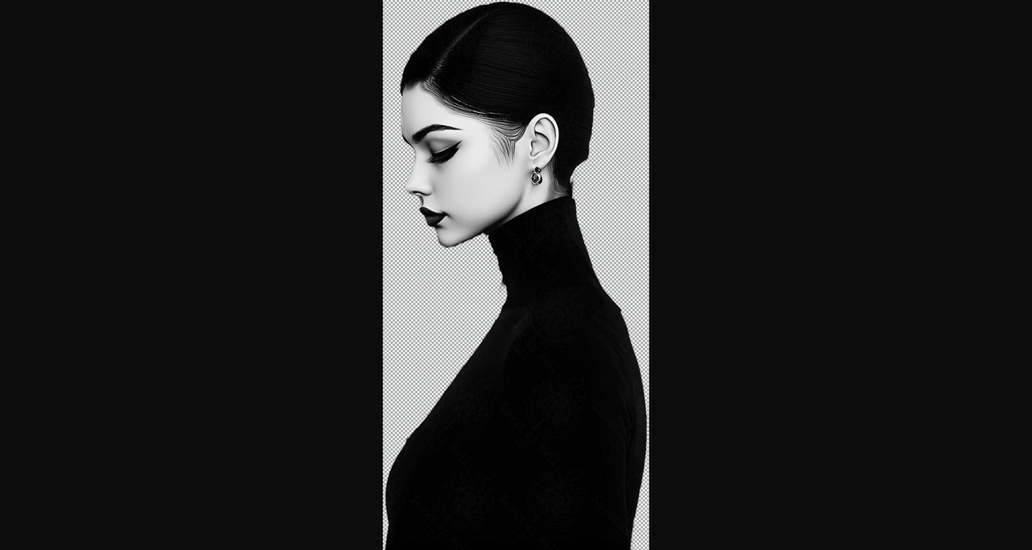 Black And White Fashion Photo of a Woman In Black With A Transparent Background 023 SN2784 - Sweet As Hell Designs