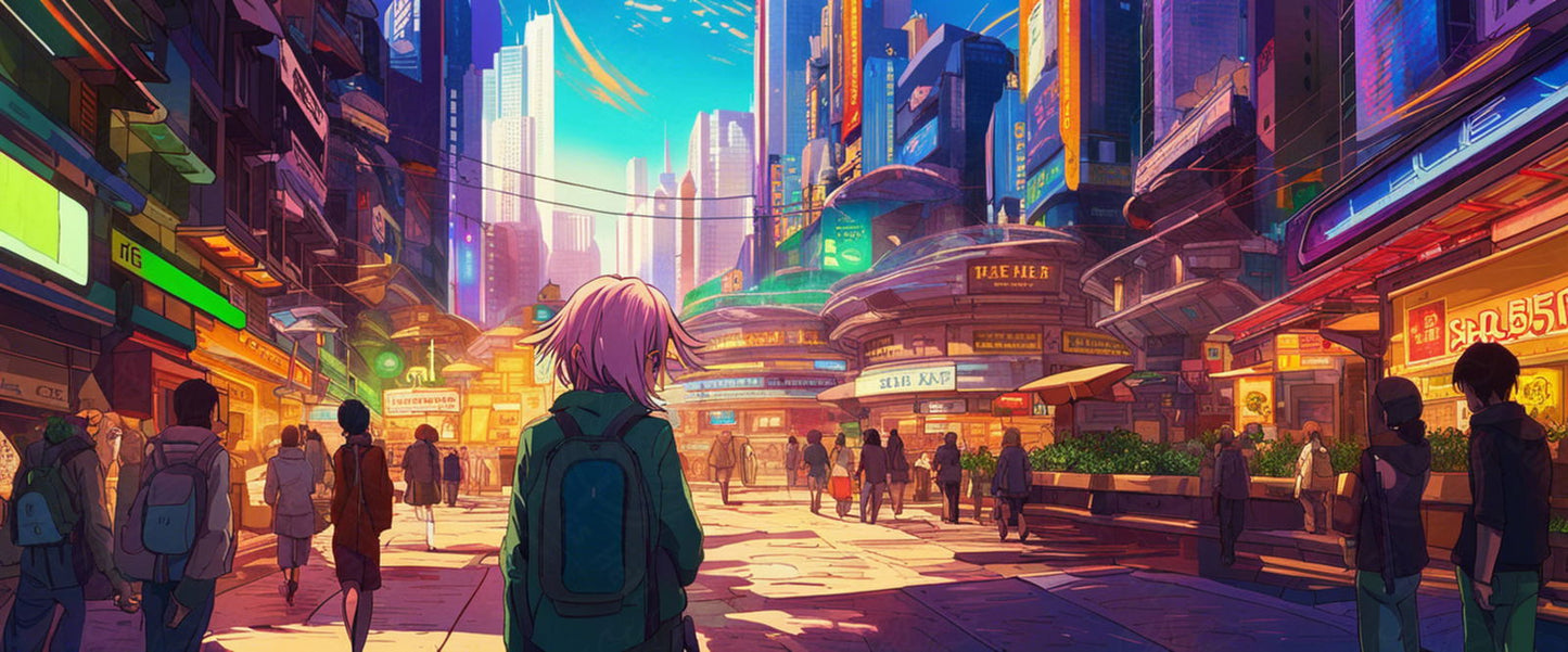 Female Anime Characters Wandering Within A Bustling Future City 0005 SN778 - Sweet As Hell Designs