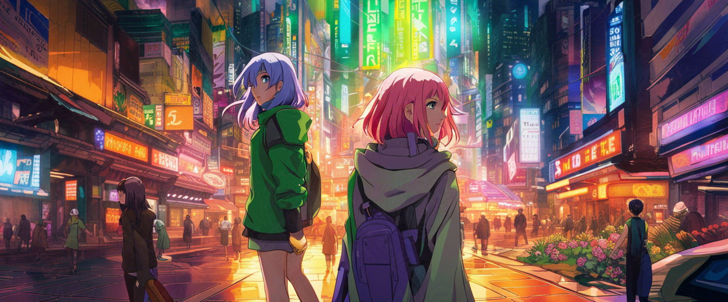 Female Anime Characters Wandering Within A Bustling Future City 0007 SN780 - Sweet As Hell Designs