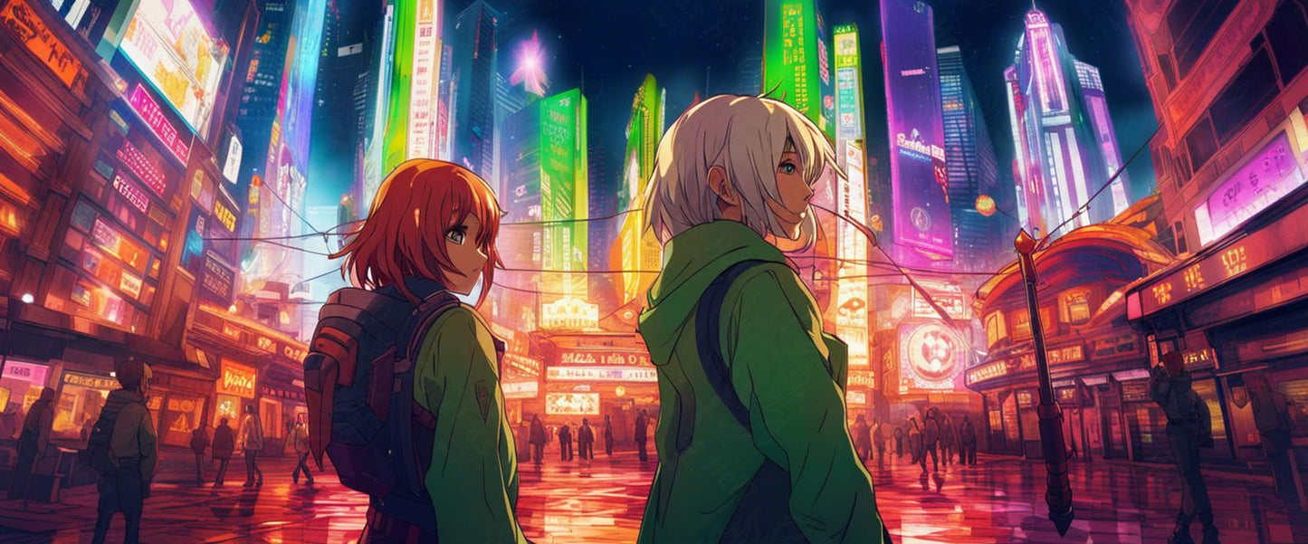 Female Anime Characters Wandering Within A Bustling Future City 0010 SN783 - Sweet As Hell Designs