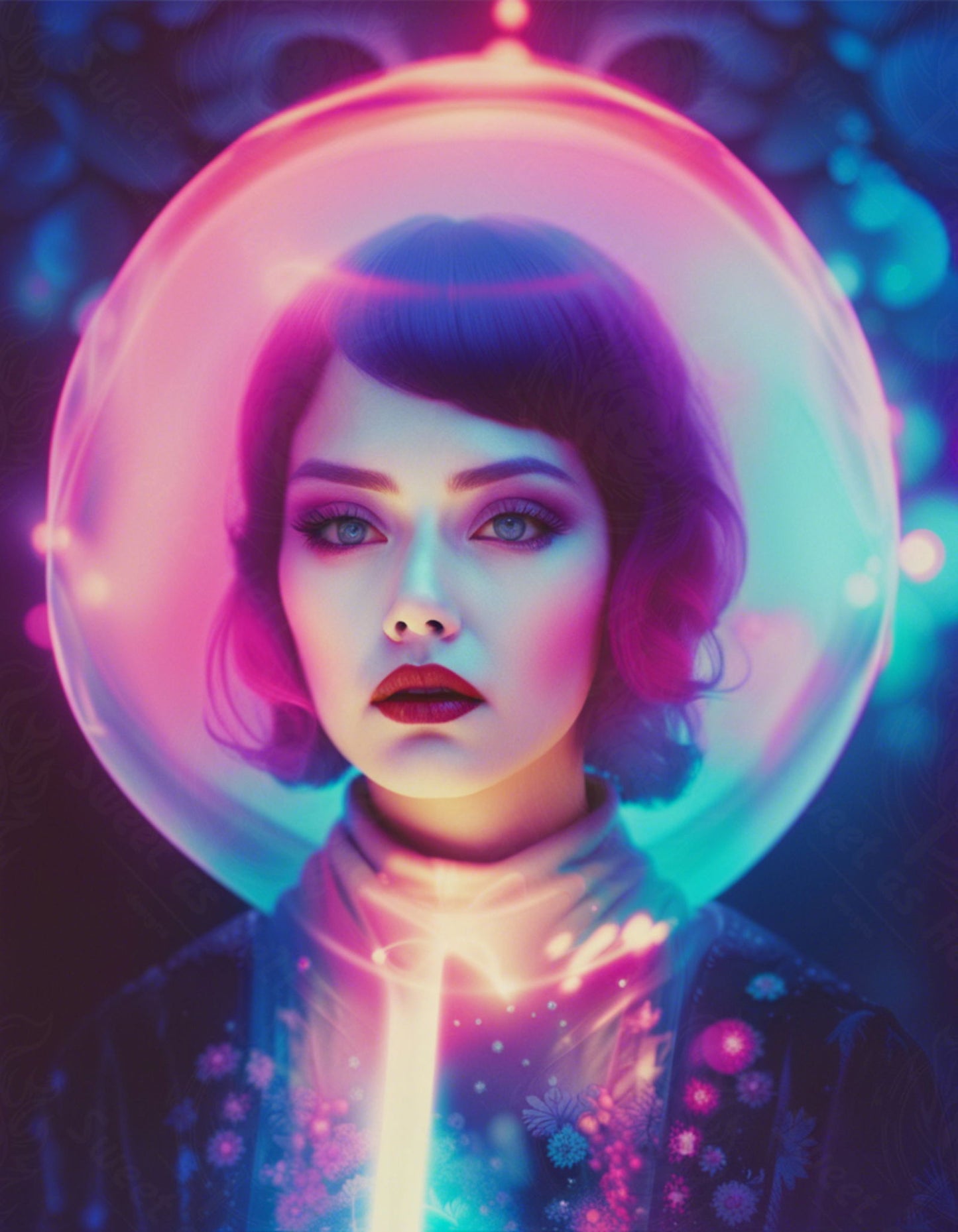 Female Fashion Portrait Photography with Holographic and Cosmic Design Elements 4 by 5 0002 SN819 - Sweet As Hell Designs