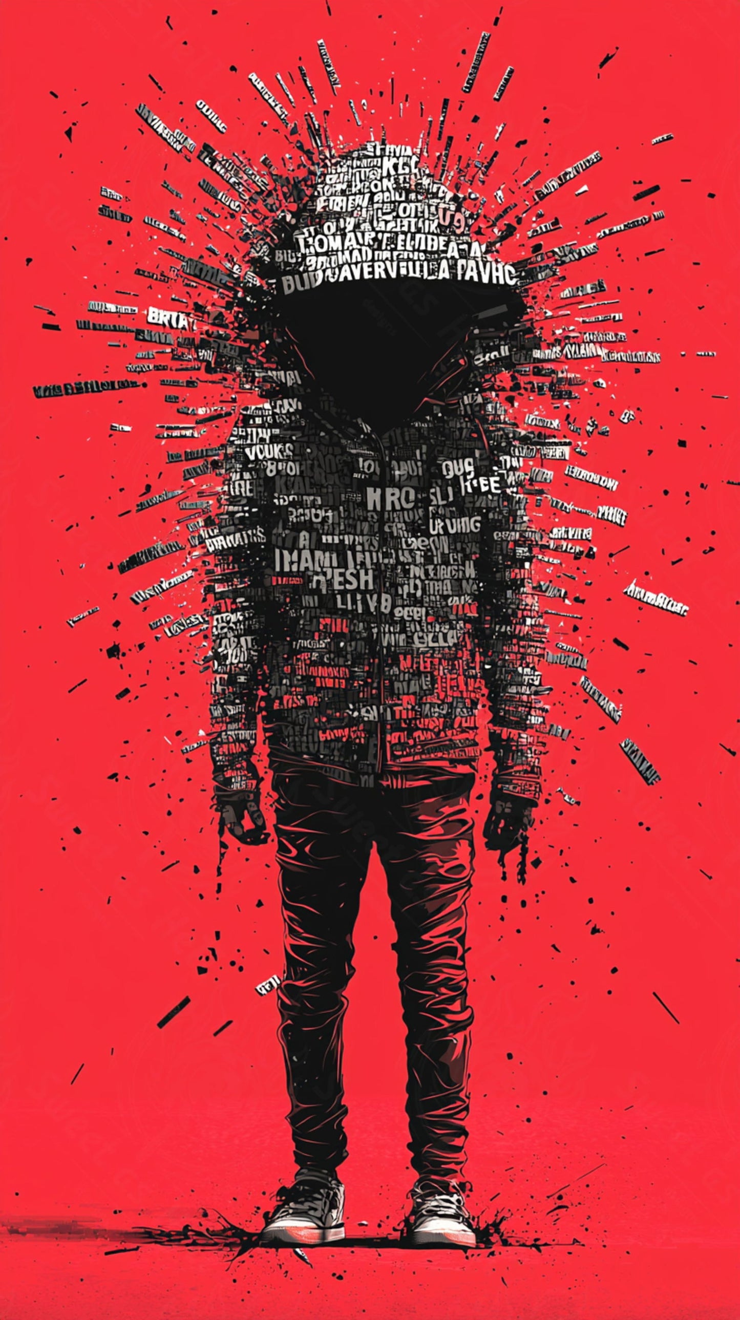 Full-length Urban Character in Streetwear Composed of Overlapping Shapes and/or Letters That Create Depth, Texture and Movement 0014 SN1264 - Sweet As Hell Designs