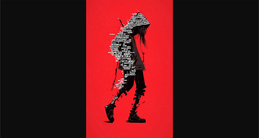 Full-length Urban Character in Streetwear Composed of Overlapping Shapes and/or Letters That Create Depth, Texture and Movement 0032 SN1282 - Sweet As Hell Designs