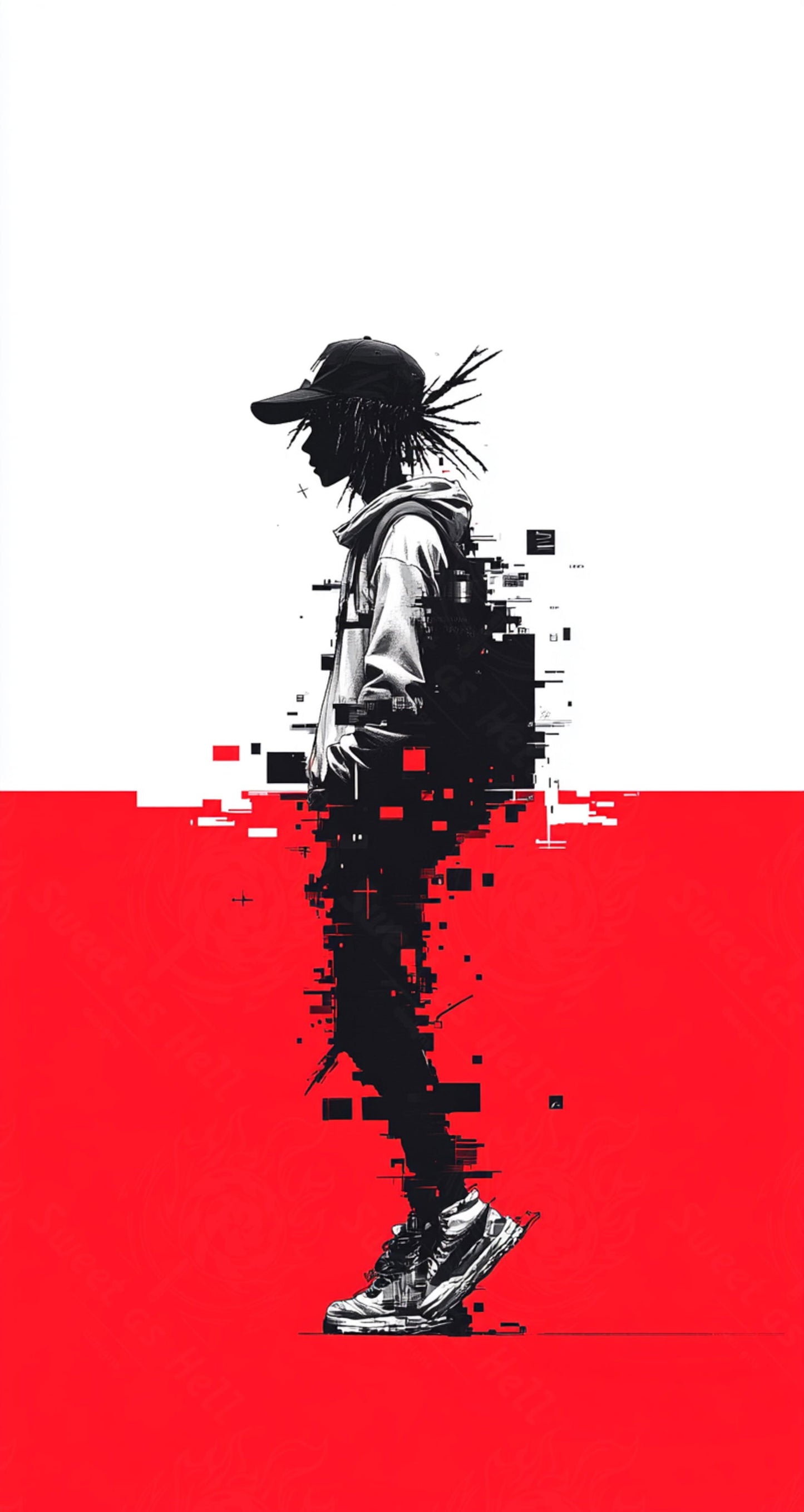 Full-length Urban Character in Streetwear Composed of Overlapping Shapes and/or Letters That Create Depth, Texture and Movement 0059 SN1309 - Sweet As Hell Designs