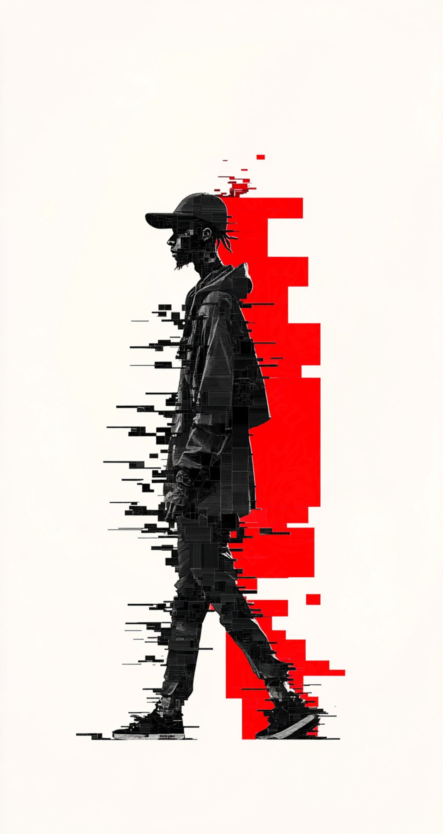 Full-length Urban Character in Streetwear Composed of Overlapping Shapes and/or Letters That Create Depth, Texture and Movement 0061 SN1311 - Sweet As Hell Designs