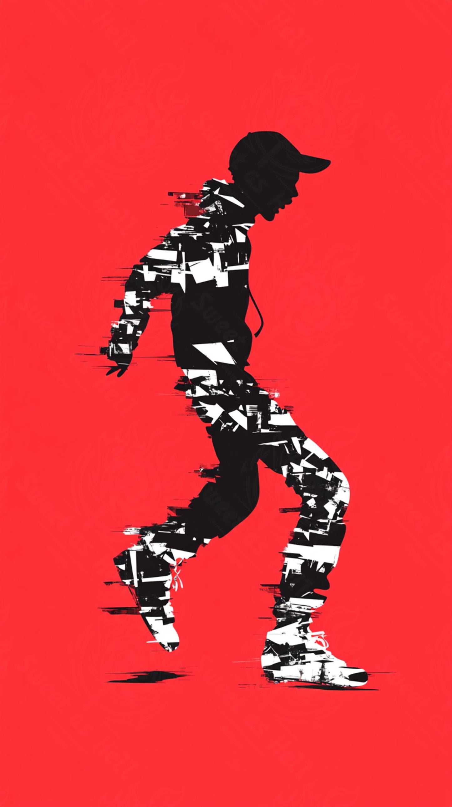 Full-length Urban Character in Streetwear Composed of Overlapping Shapes and/or Letters That Create Depth, Texture and Movement 0077 SN1327 - Sweet As Hell Designs