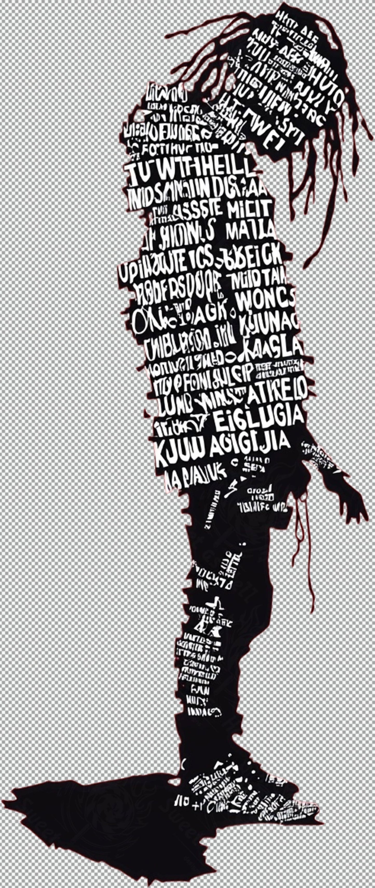 Full length Urban Character in Streetwear Composed of Overlapping Shapes and or Letters That Create Depth Texture and Movement With Transparent Background 002 SN2786 - Sweet As Hell Designs
