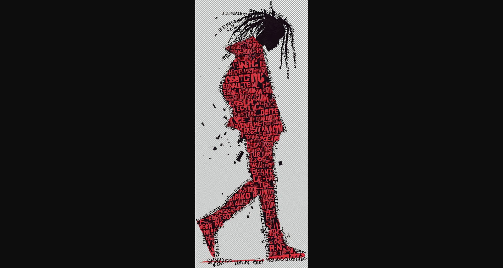 Full length Urban Character in Streetwear Composed of Overlapping Shapes and or Letters That Create Depth Texture and Movement With Transparent Background 003 SN2787 - Sweet As Hell Designs