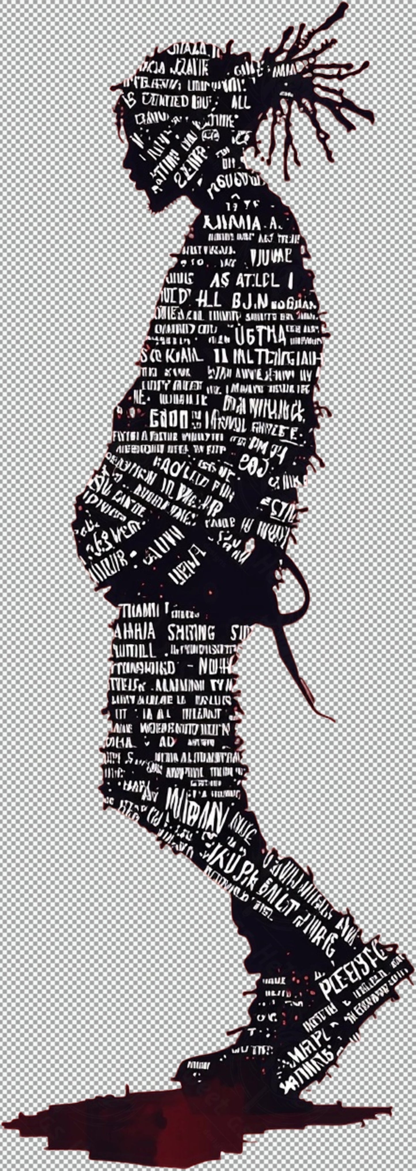 Full length Urban Character in Streetwear Composed of Overlapping Shapes and or Letters That Create Depth Texture and Movement With Transparent Background 005 SN2789 - Sweet As Hell Designs