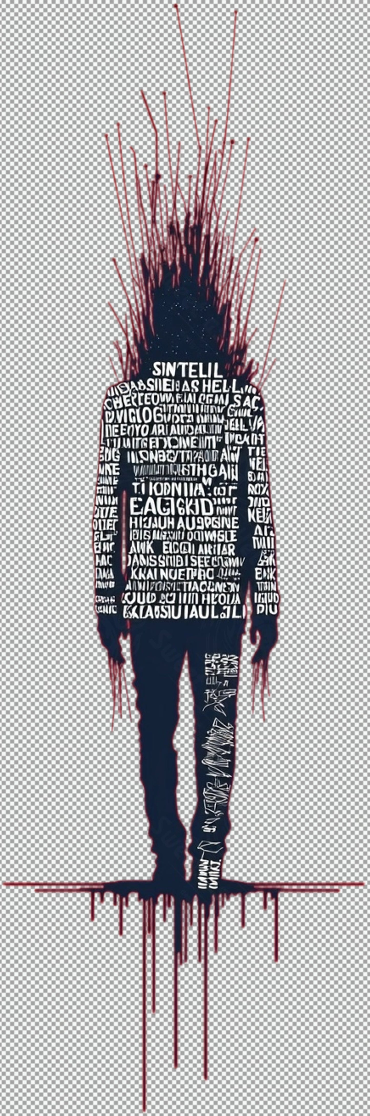 Full length Urban Character in Streetwear Composed of Overlapping Shapes and or Letters That Create Depth Texture and Movement With Transparent Background 008 SN2792 - Sweet As Hell Designs