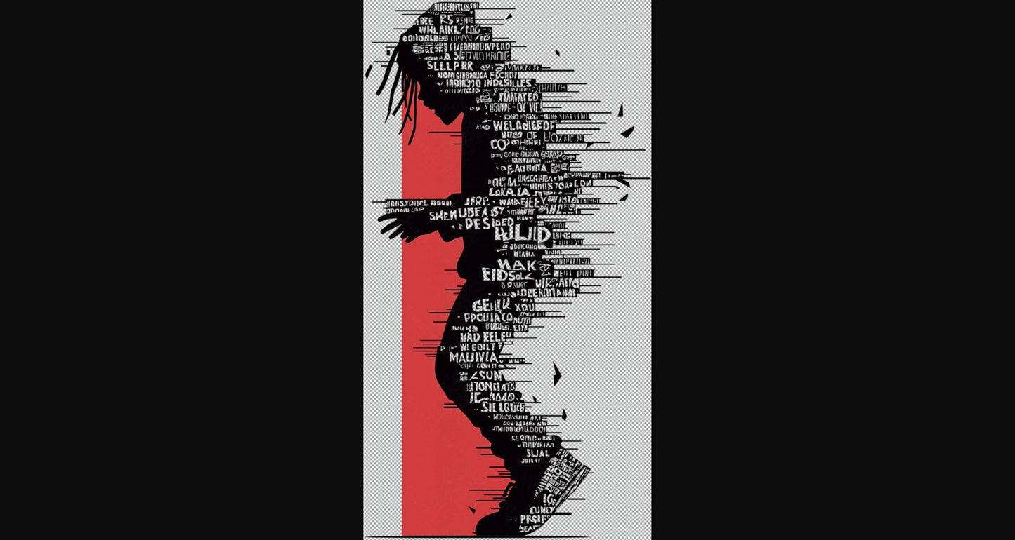 Full length Urban Character in Streetwear Composed of Overlapping Shapes and or Letters That Create Depth Texture and Movement With Transparent Background 009 SN2793 - Sweet As Hell Designs