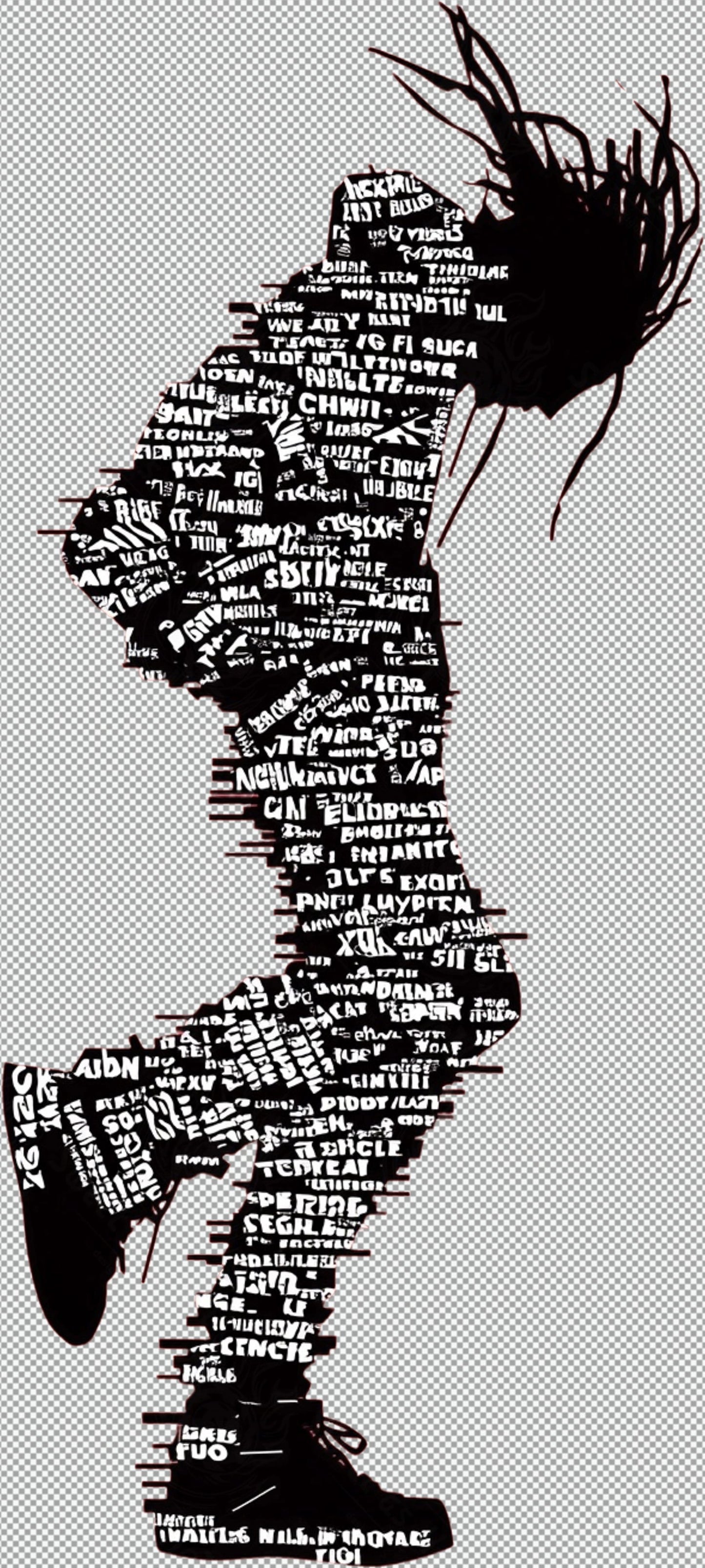 Full length Urban Character in Streetwear Composed of Overlapping Shapes and or Letters That Create Depth Texture and Movement With Transparent Background 019 SN2803 - Sweet As Hell Designs
