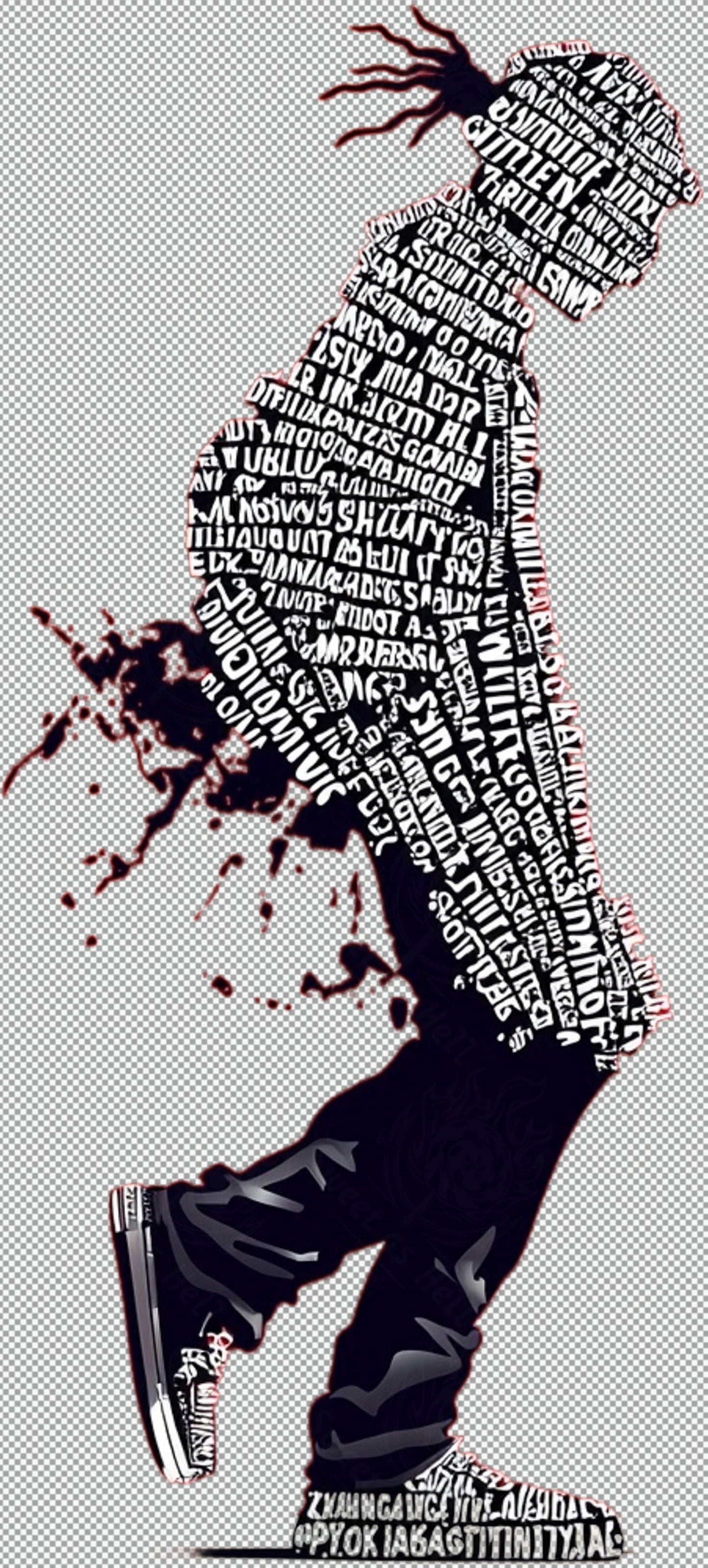 Full length Urban Character in Streetwear Composed of Overlapping Shapes and or Letters That Create Depth Texture and Movement With Transparent Background 021 SN2805 - Sweet As Hell Designs