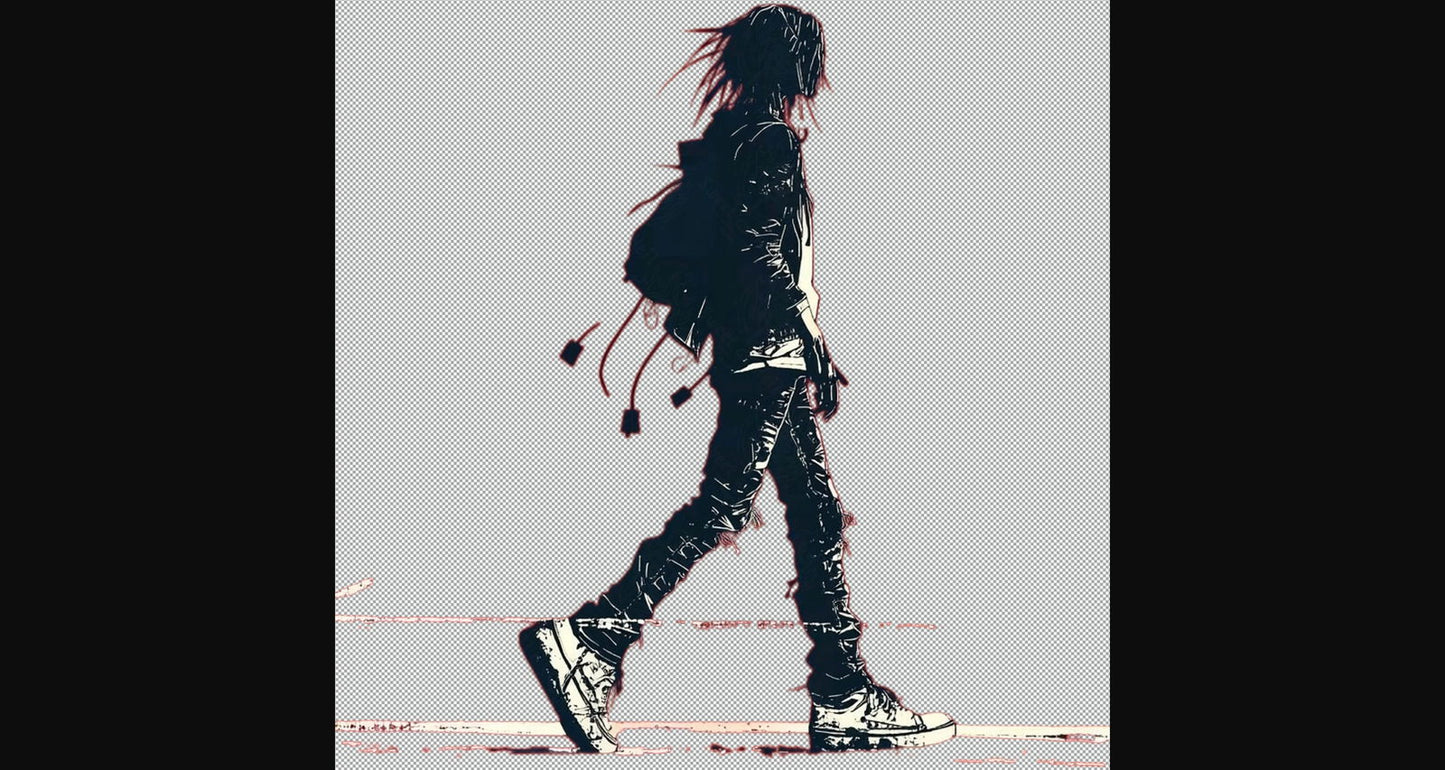 Full length Urban Character in Streetwear Composed of Overlapping Shapes and or Letters That Create Depth Texture and Movement With Transparent Background 028 SN2812 - Sweet As Hell Designs
