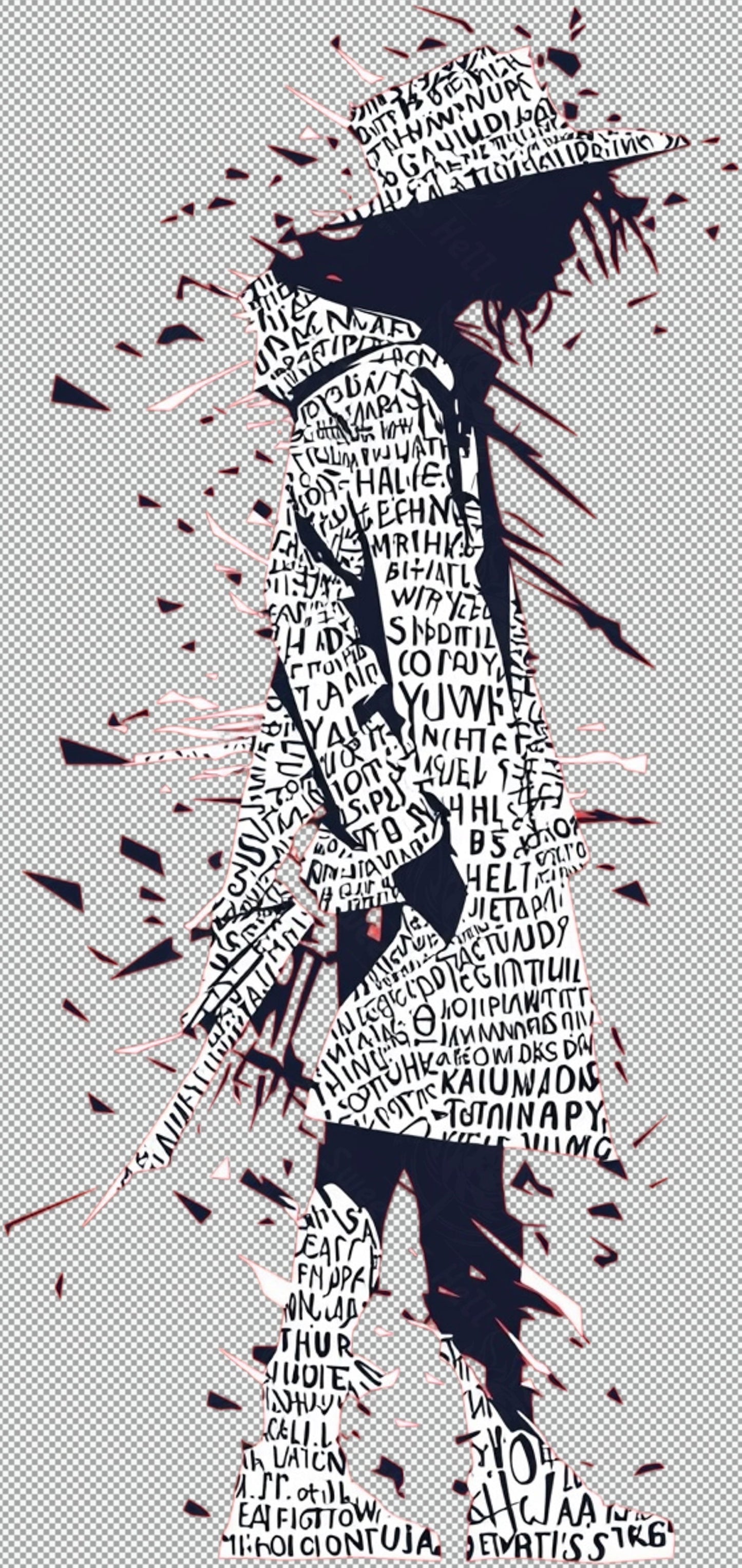 Full length Urban Character in Streetwear Composed of Overlapping Shapes and or Letters That Create Depth Texture and Movement With Transparent Background 029 SN2813 - Sweet As Hell Designs
