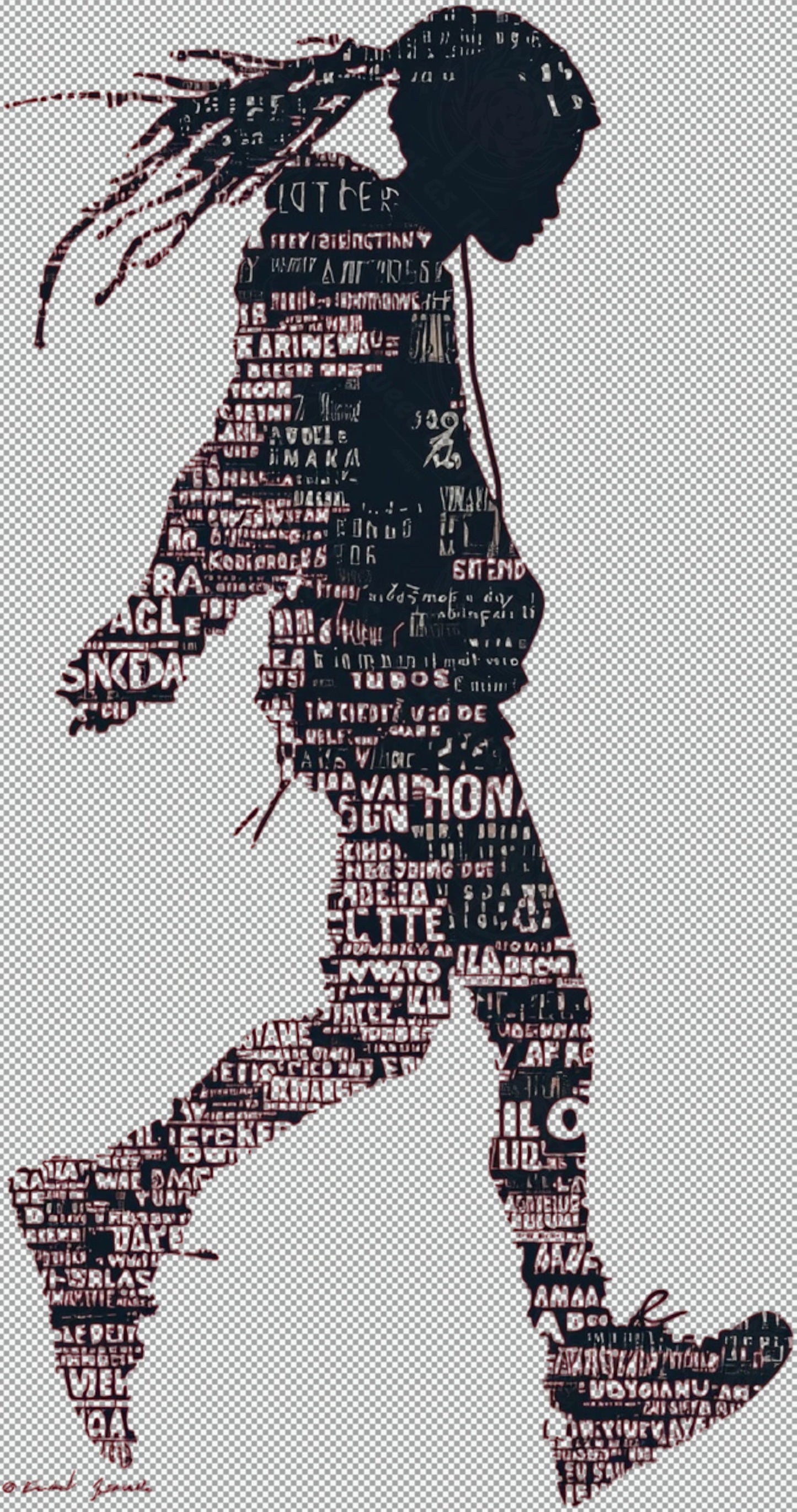 Full length Urban Character in Streetwear Composed of Overlapping Shapes and or Letters That Create Depth Texture and Movement With Transparent Background 030 SN2814 - Sweet As Hell Designs
