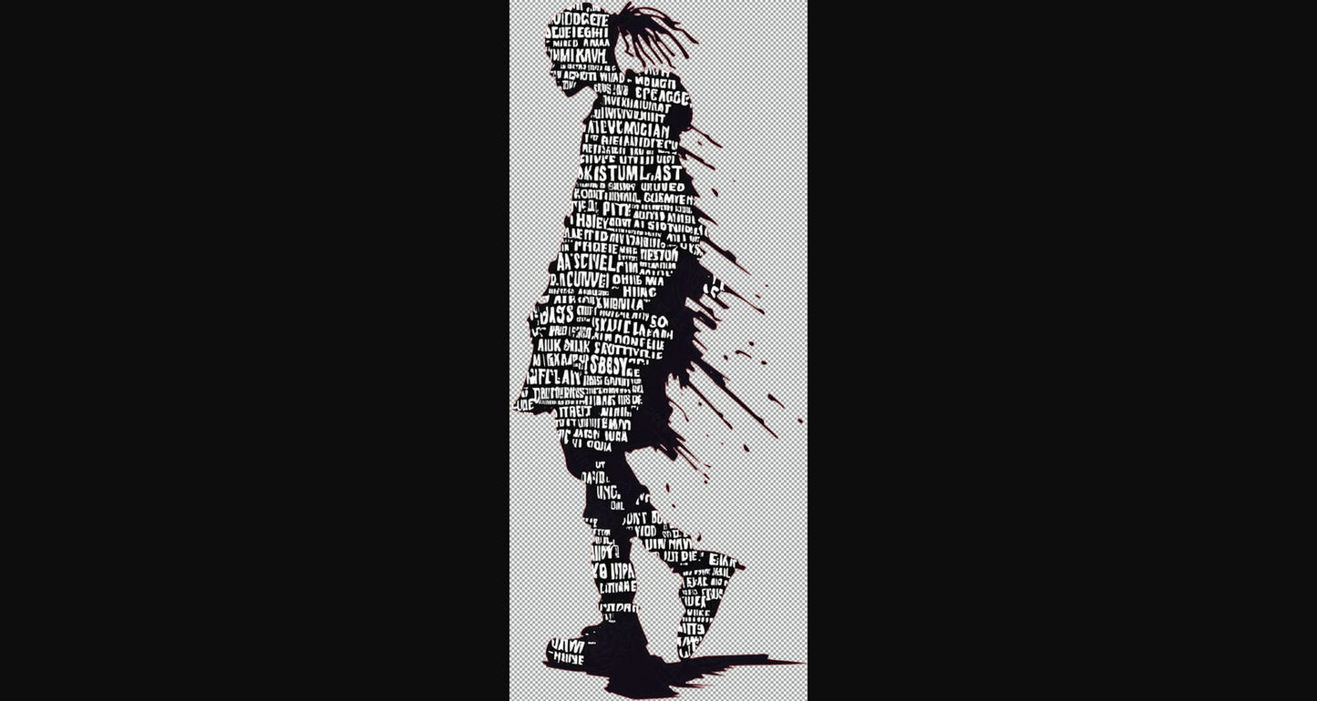 Full length Urban Character in Streetwear Composed of Overlapping Shapes and or Letters That Create Depth Texture and Movement With Transparent Background 034 SN2818 - Sweet As Hell Designs