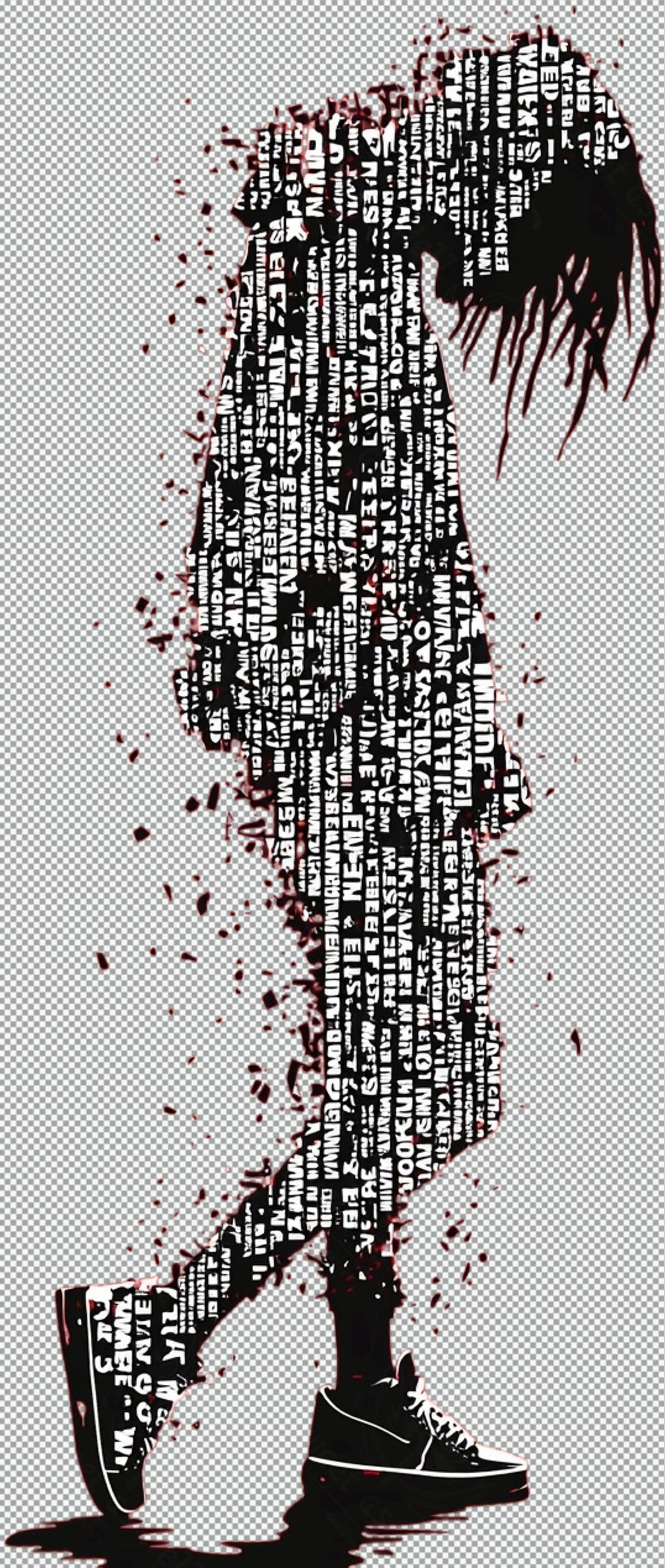 Full length Urban Character in Streetwear Composed of Overlapping Shapes and or Letters That Create Depth Texture and Movement With Transparent Background 035 SN2819 - Sweet As Hell Designs