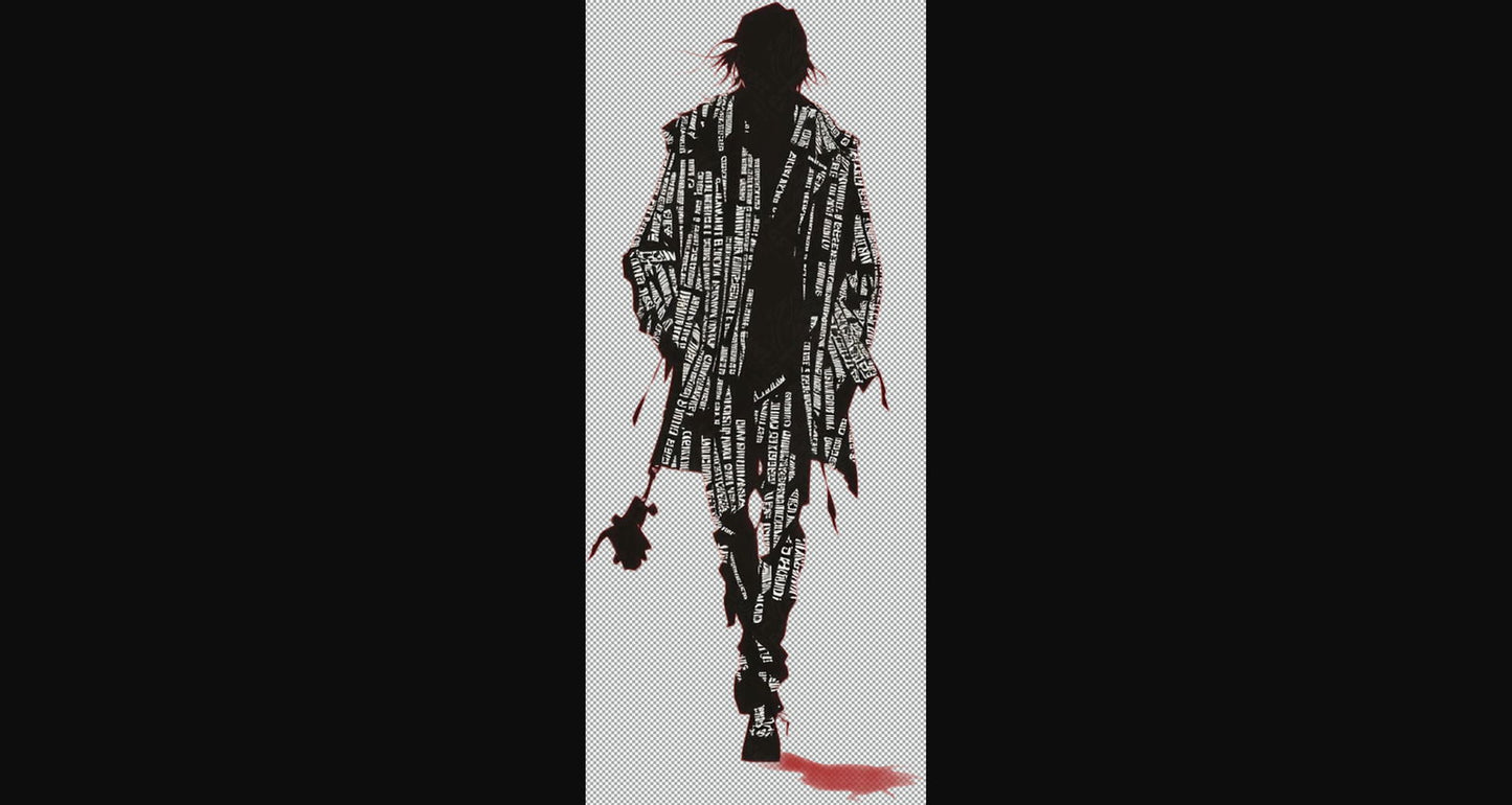 Full length Urban Character in Streetwear Composed of Overlapping Shapes and or Letters That Create Depth Texture and Movement With Transparent Background 041 SN2825 - Sweet As Hell Designs