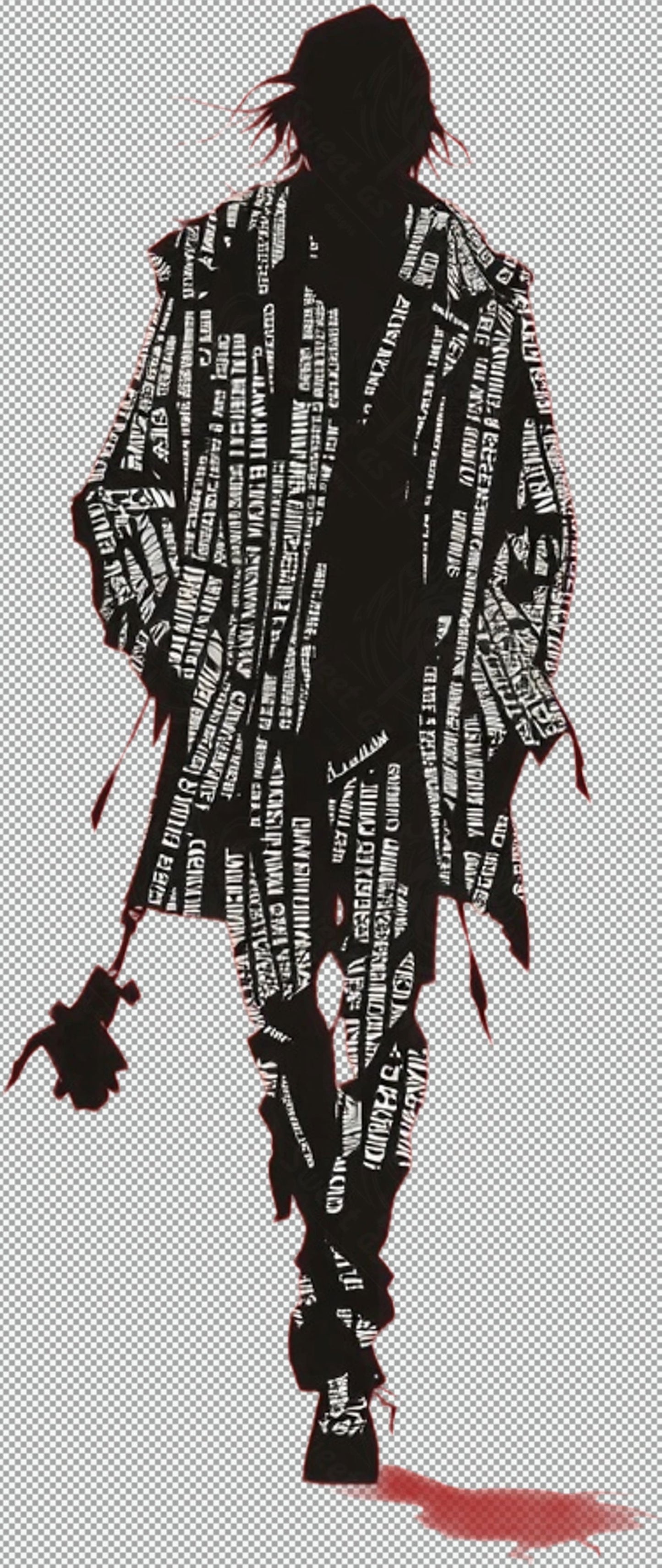 Full length Urban Character in Streetwear Composed of Overlapping Shapes and or Letters That Create Depth Texture and Movement With Transparent Background 041 SN2825 - Sweet As Hell Designs